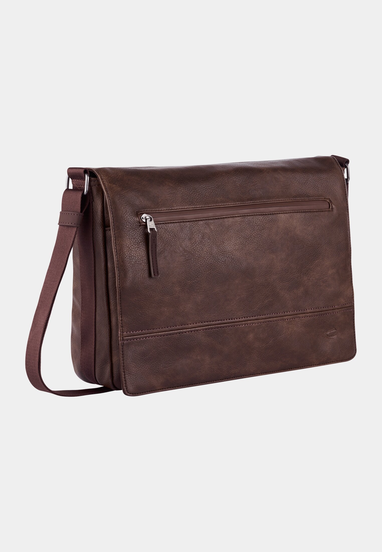 Herren TRACES Umhängetasche mit gepolstertem Laptopfach Braun frontal vorn