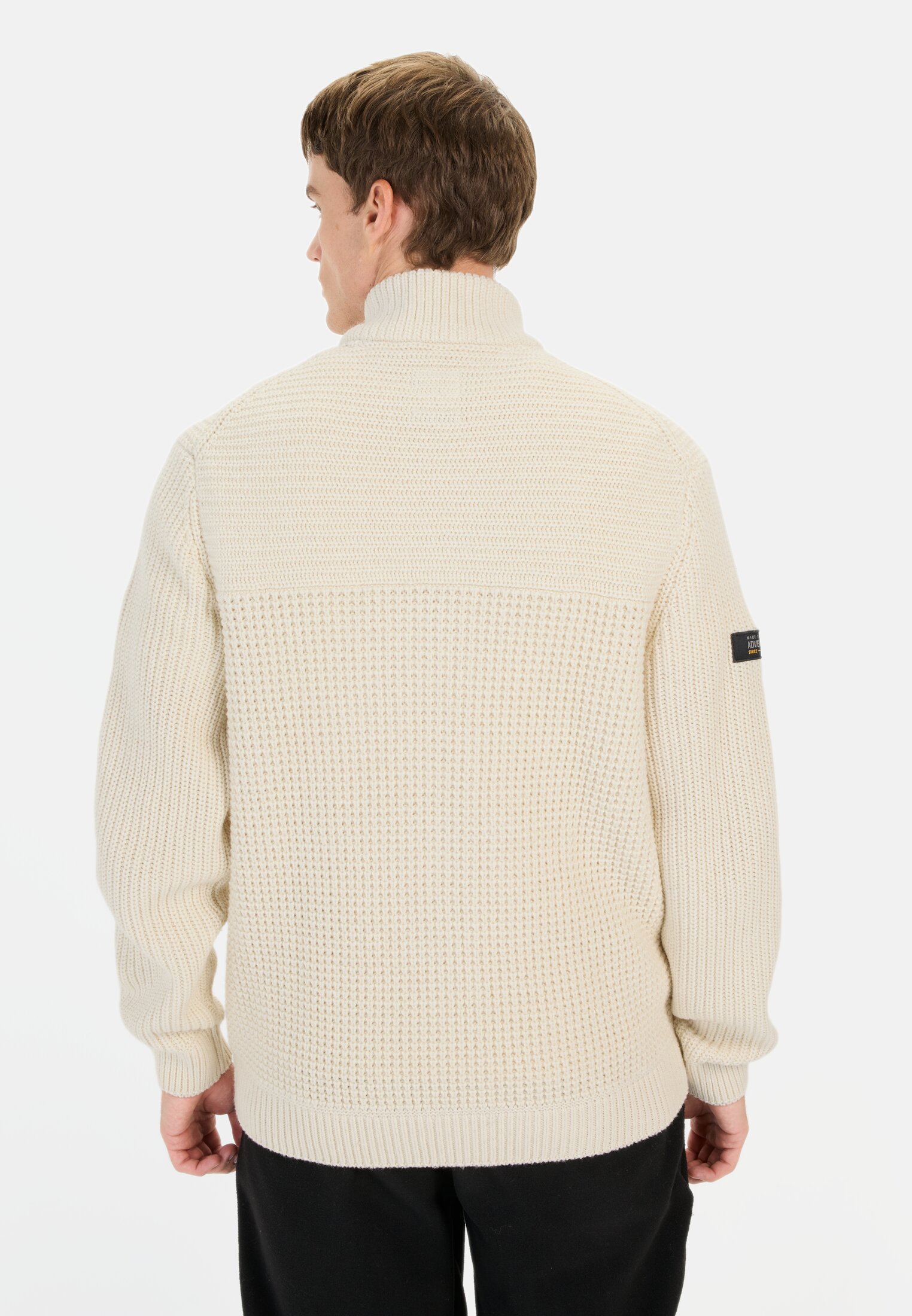 Men Cardigan with covered zipper Creme