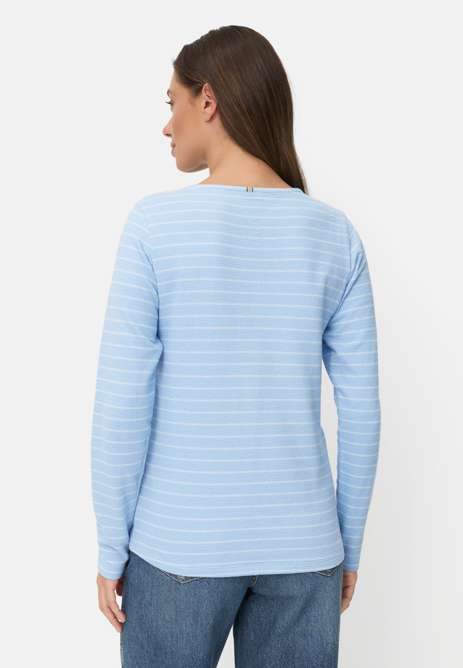 Vrouwen Jerseyshirt van 100% katoen Lichtblauw gedragen achter
