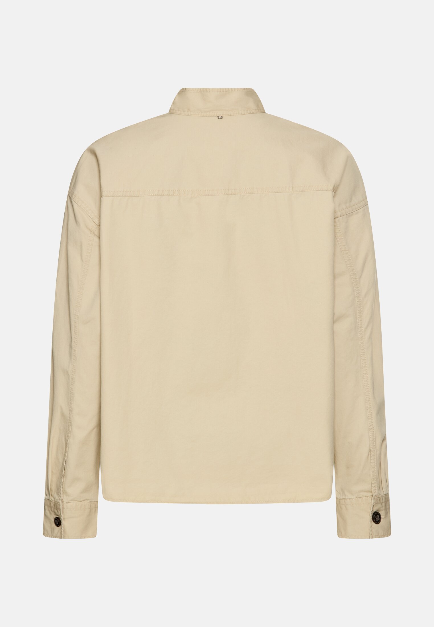 Women Long sleeve blouse with stand-up collar Sand frontal back