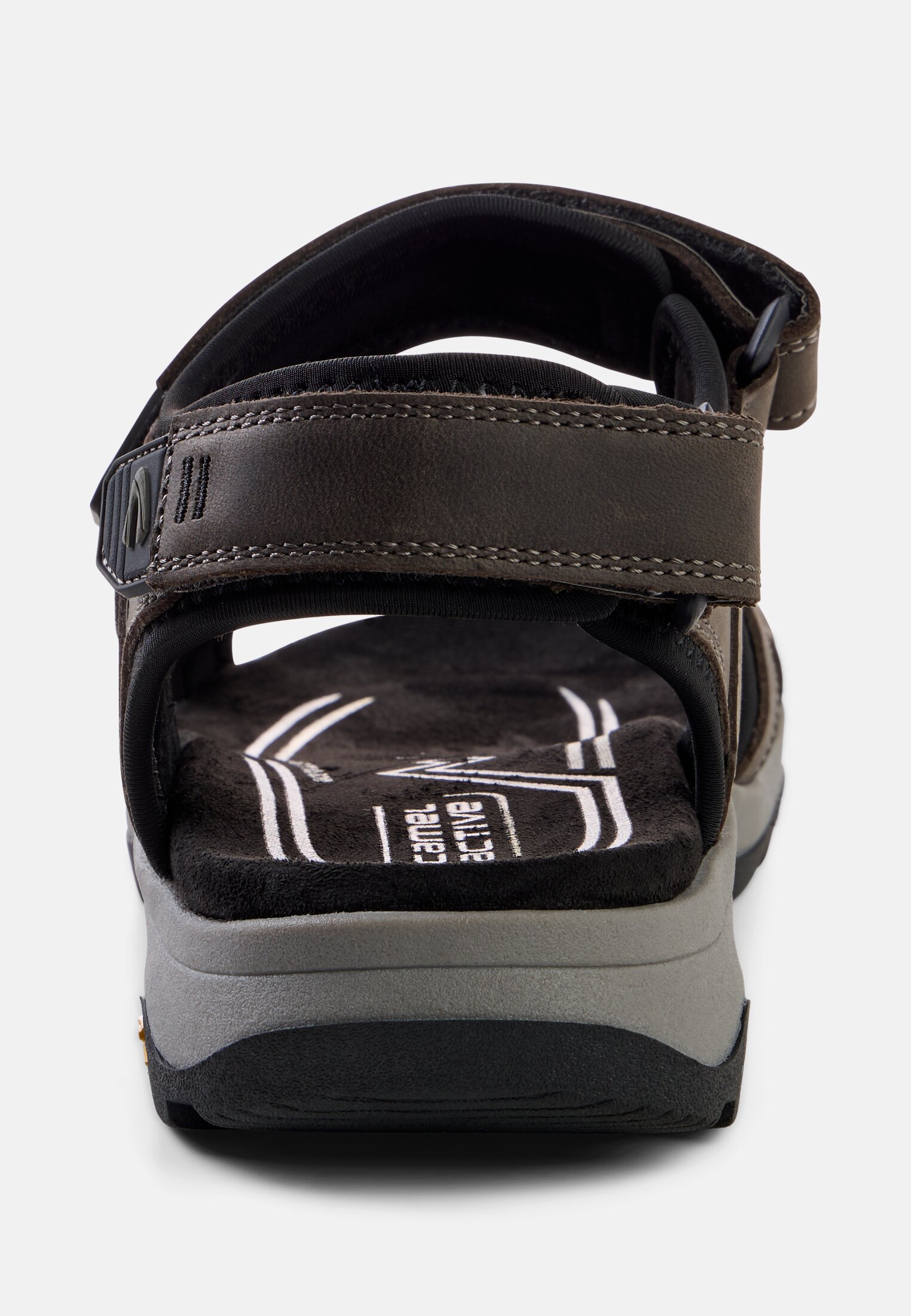 Men Leather sandal with profiled TPR sole front close