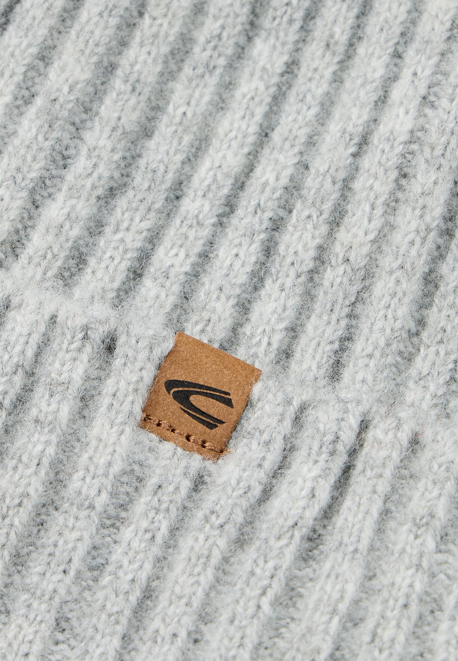 Damen Strickmütze mit Logo Grau frontal hinten