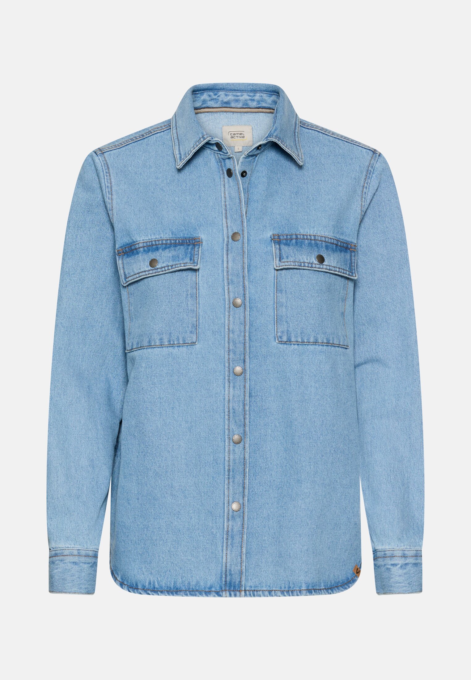 Damen Jeansbluse mit Knopfleiste Dunkelblau frontal vorn