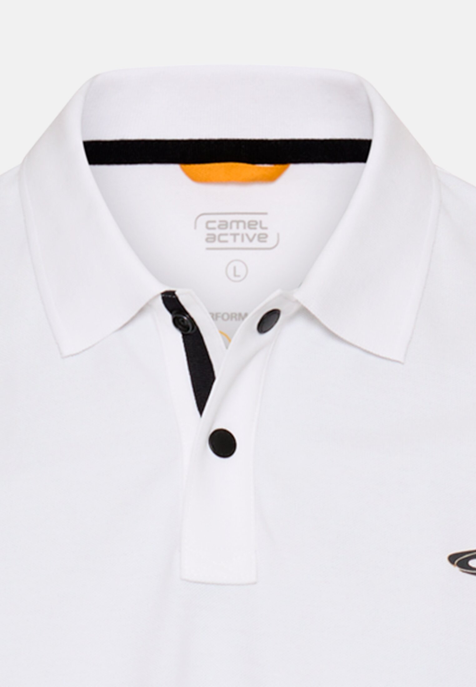 Herren Poloshirt mit Kontrastdetails Weiß vorne nah