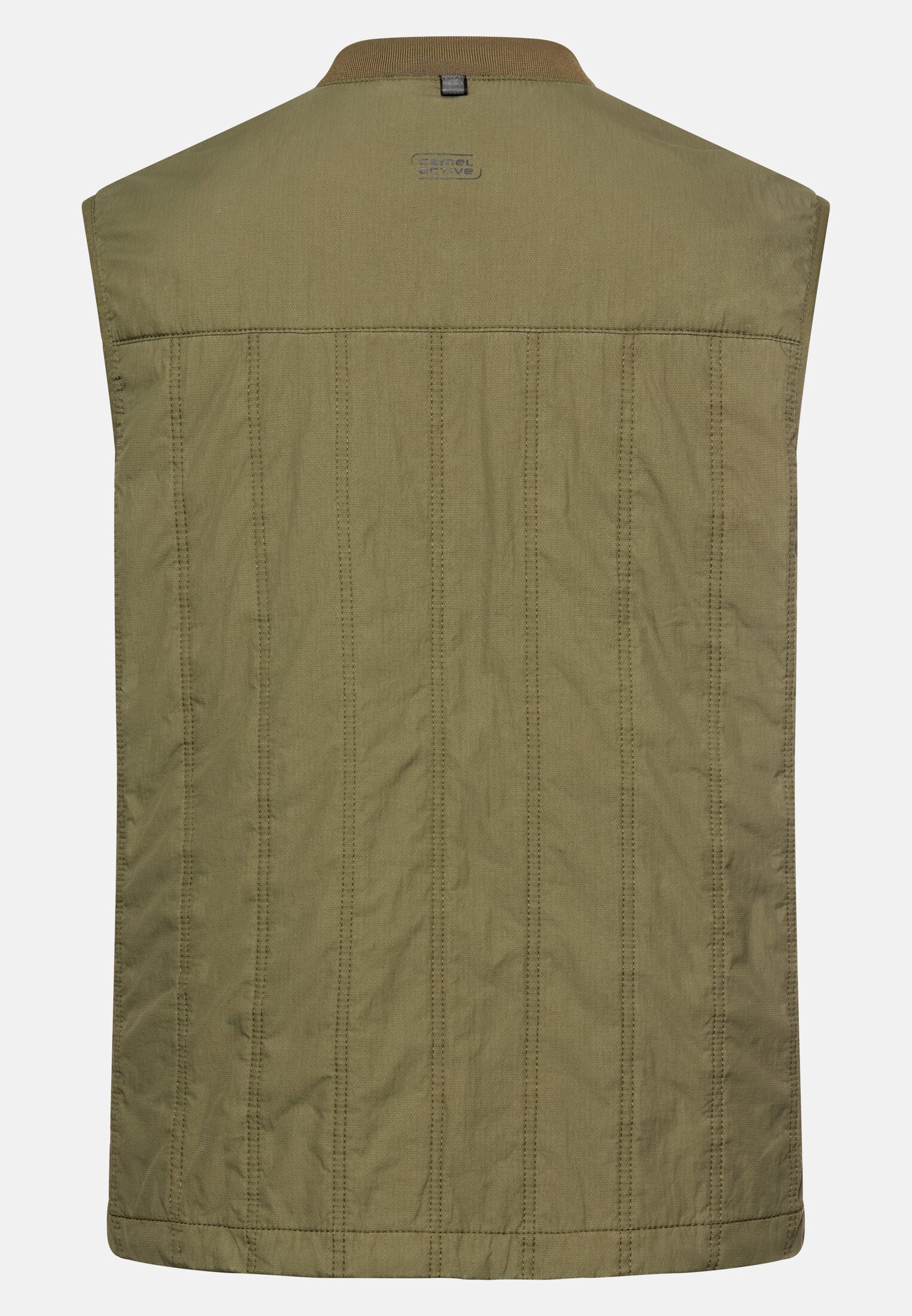 Herren Steppweste mit Stehkragen Olivgrün frontal hinten