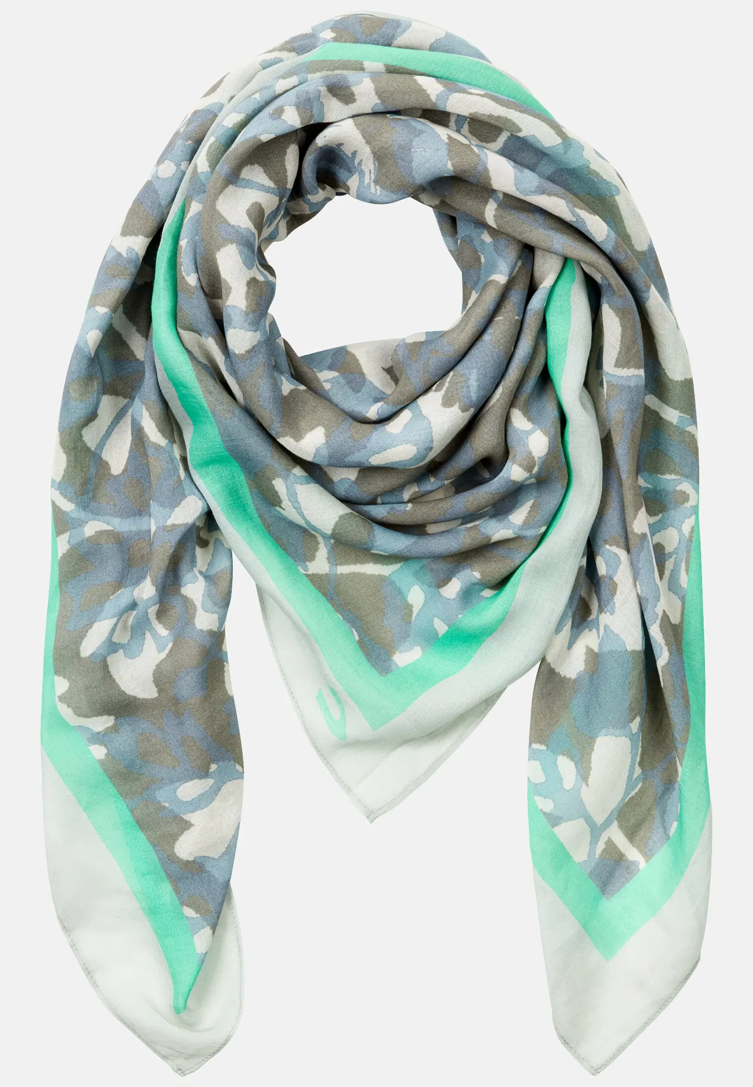 Women Patterned scarf made from a cotton blend Grey-White frontal front