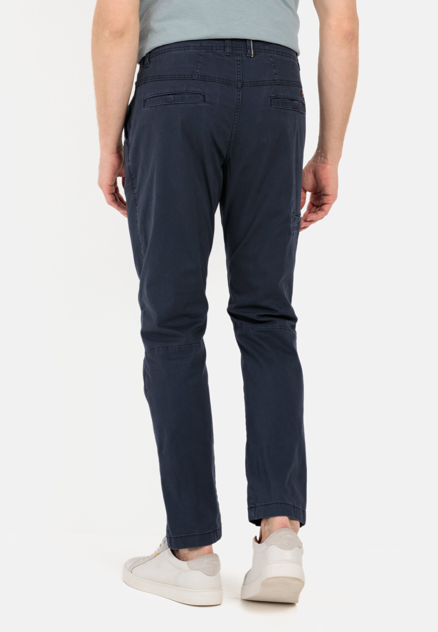 Men Tapered Fit Chino Dark Blue worn back