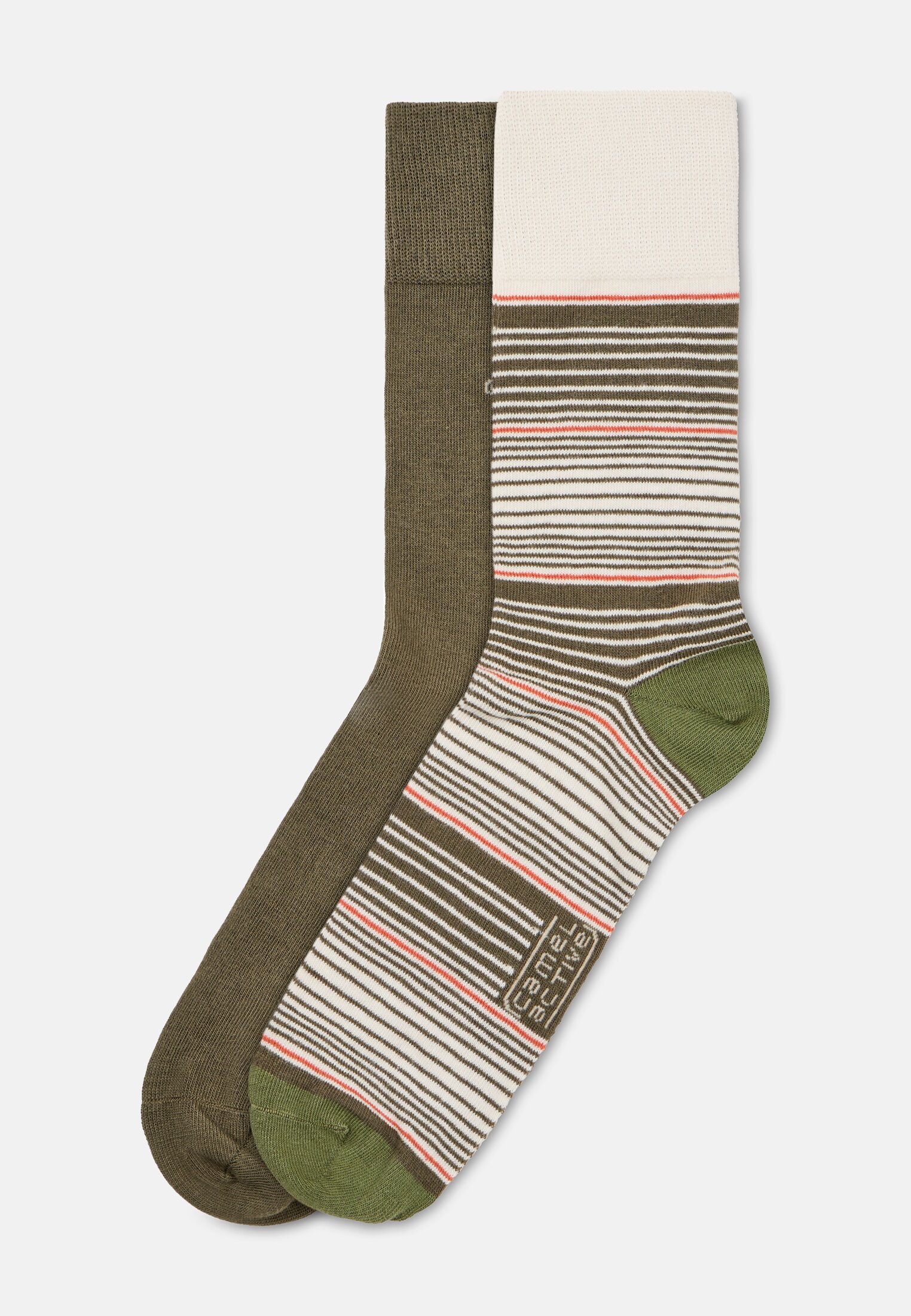 Herren 2er-Pack Socken mit Streifen- und Uni-Design Grün frontal vorn