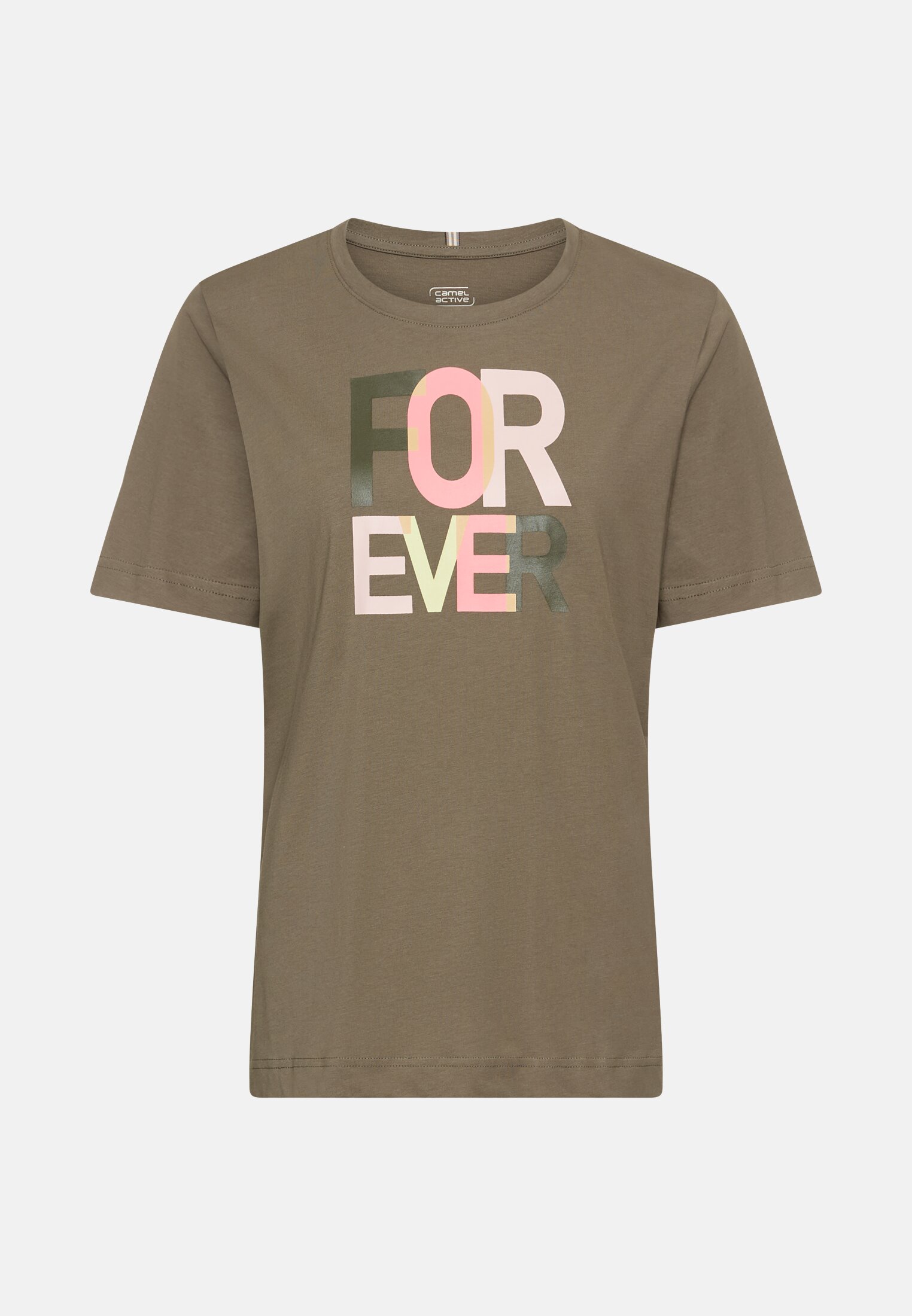 Women T-shirt made of pure cotton Gray- Green frontal front