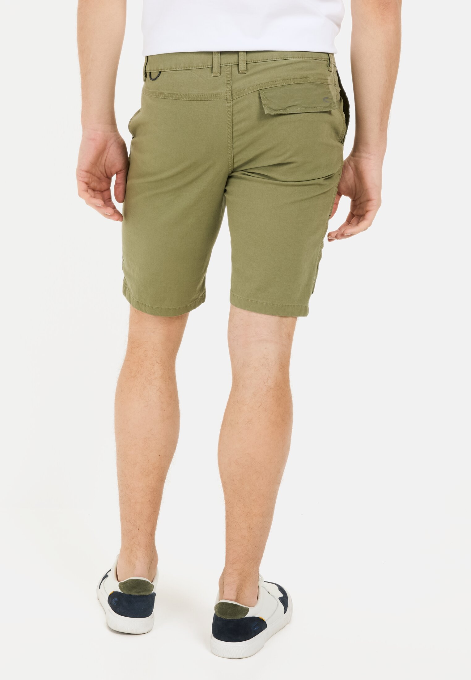 Men Cargo shorts with ripstop contrast Dark Green worn back