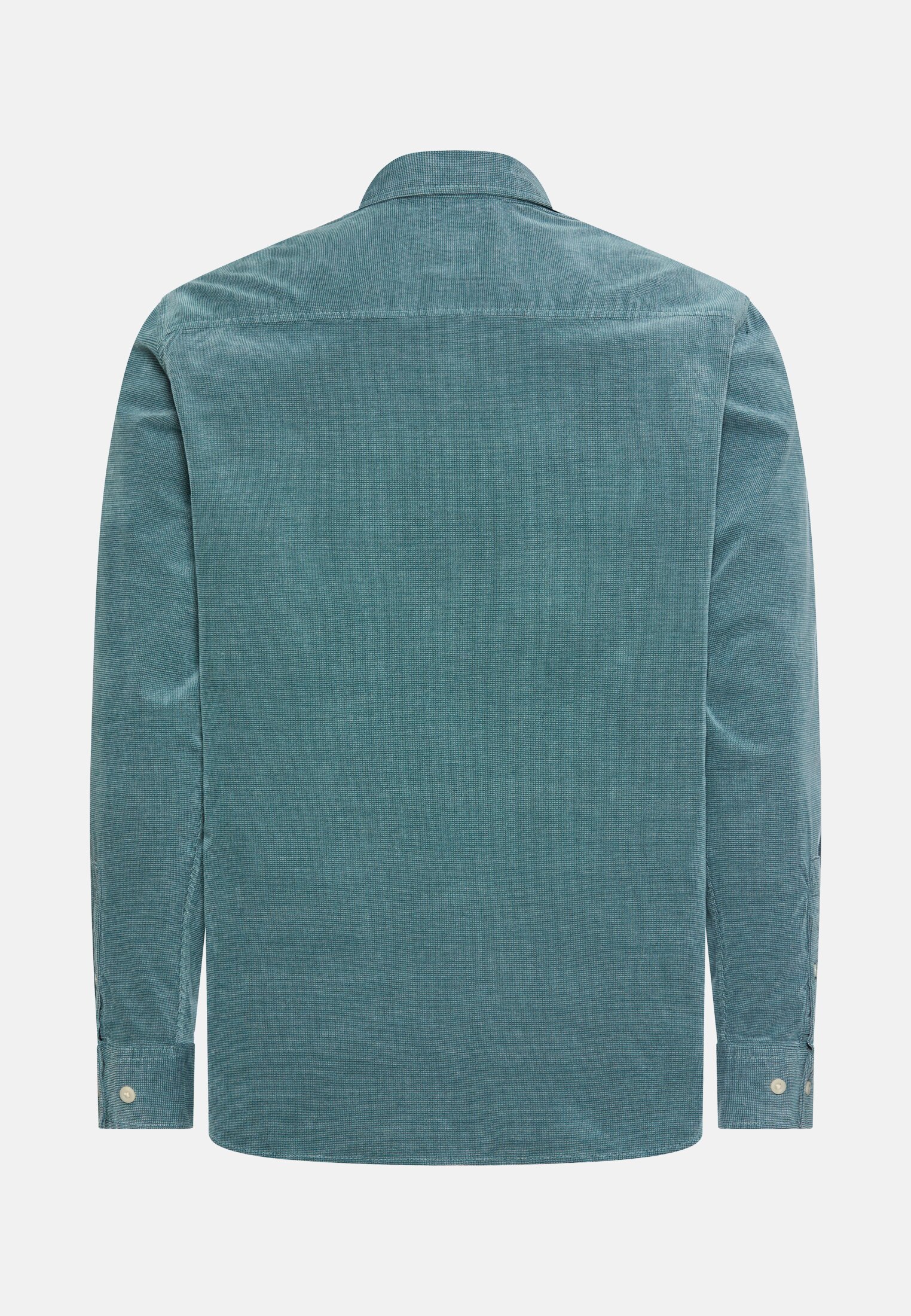 Men Corduroy shirt with 2-way stretch Tidal Blue frontal back