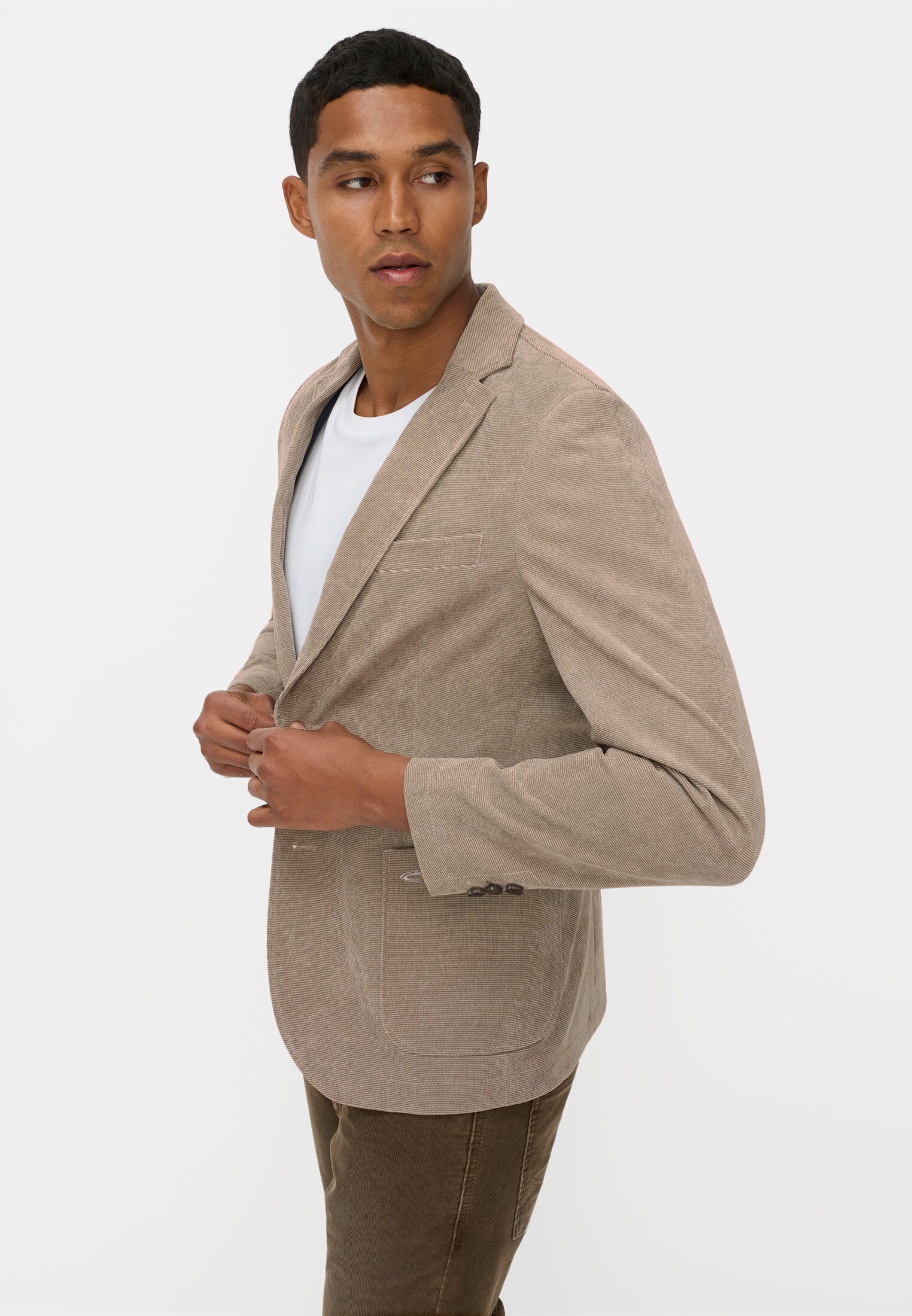 Men Jacket with inside pocket and stretch comfort Beige worn emotional
