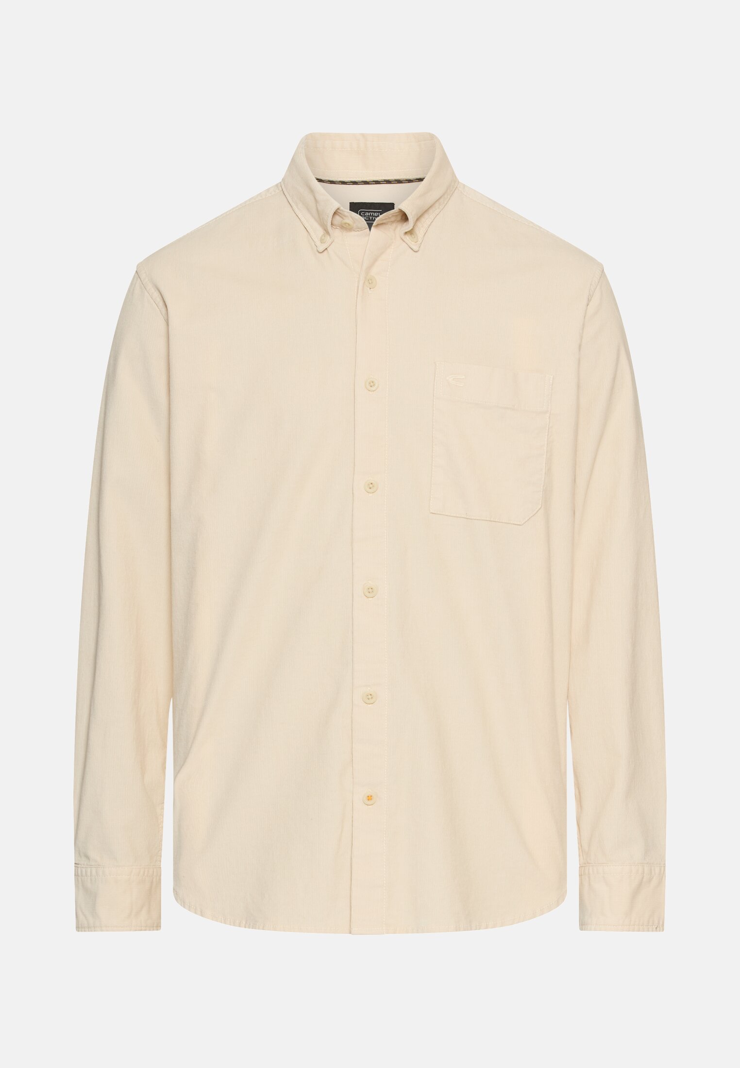 Herren Langarm Shirt mit Button-Down-Kragen und Brusttasche Hafer frontal vorn