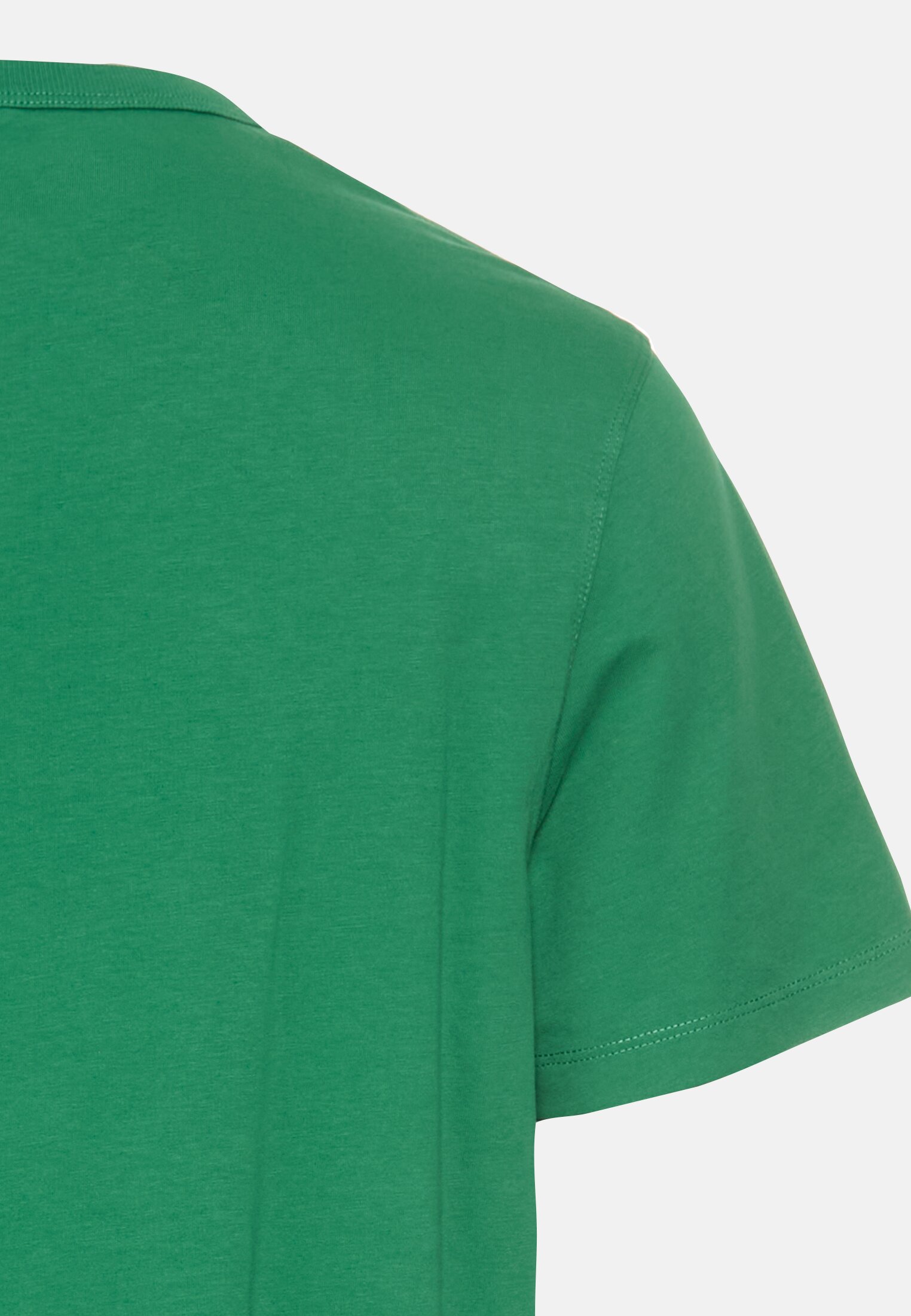 Herren T-Shirt aus reiner Baumwolle mit Rundhalsausschnitt Tannengrün hinten nah