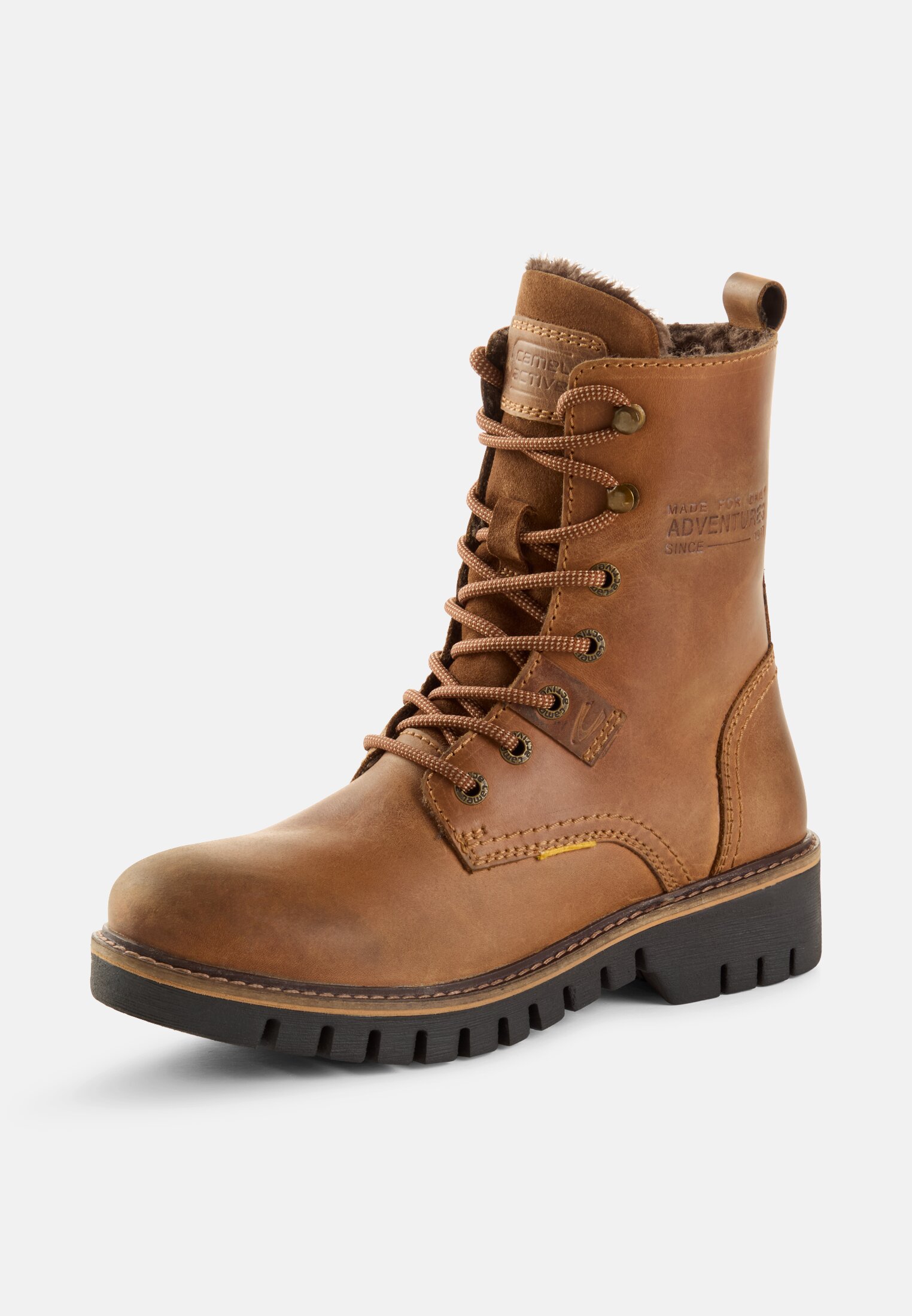 Damen Stiefelette aus echtem Leder Braun frontal hinten