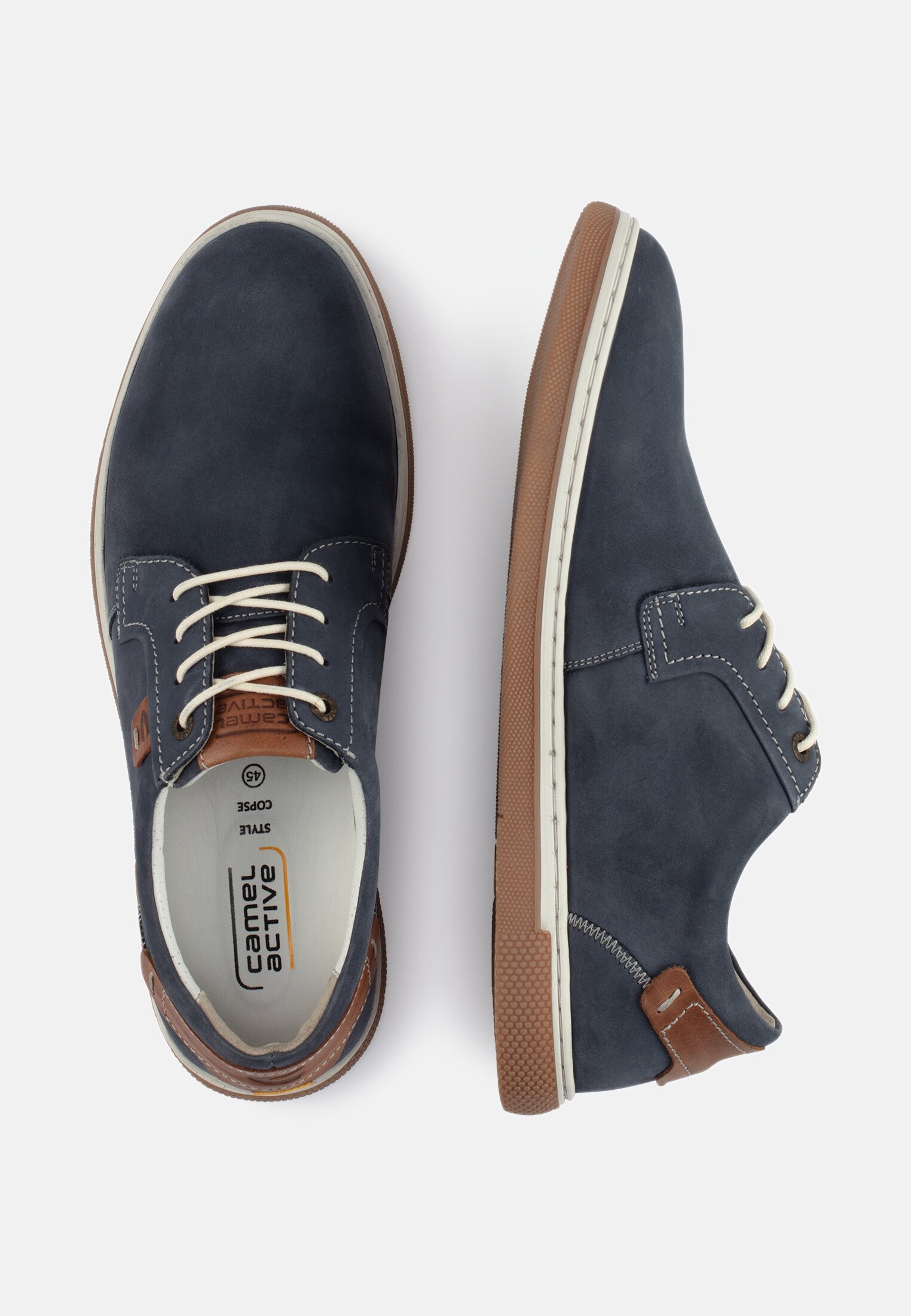 Herren Sneaker aus Leder Blau frontal oben