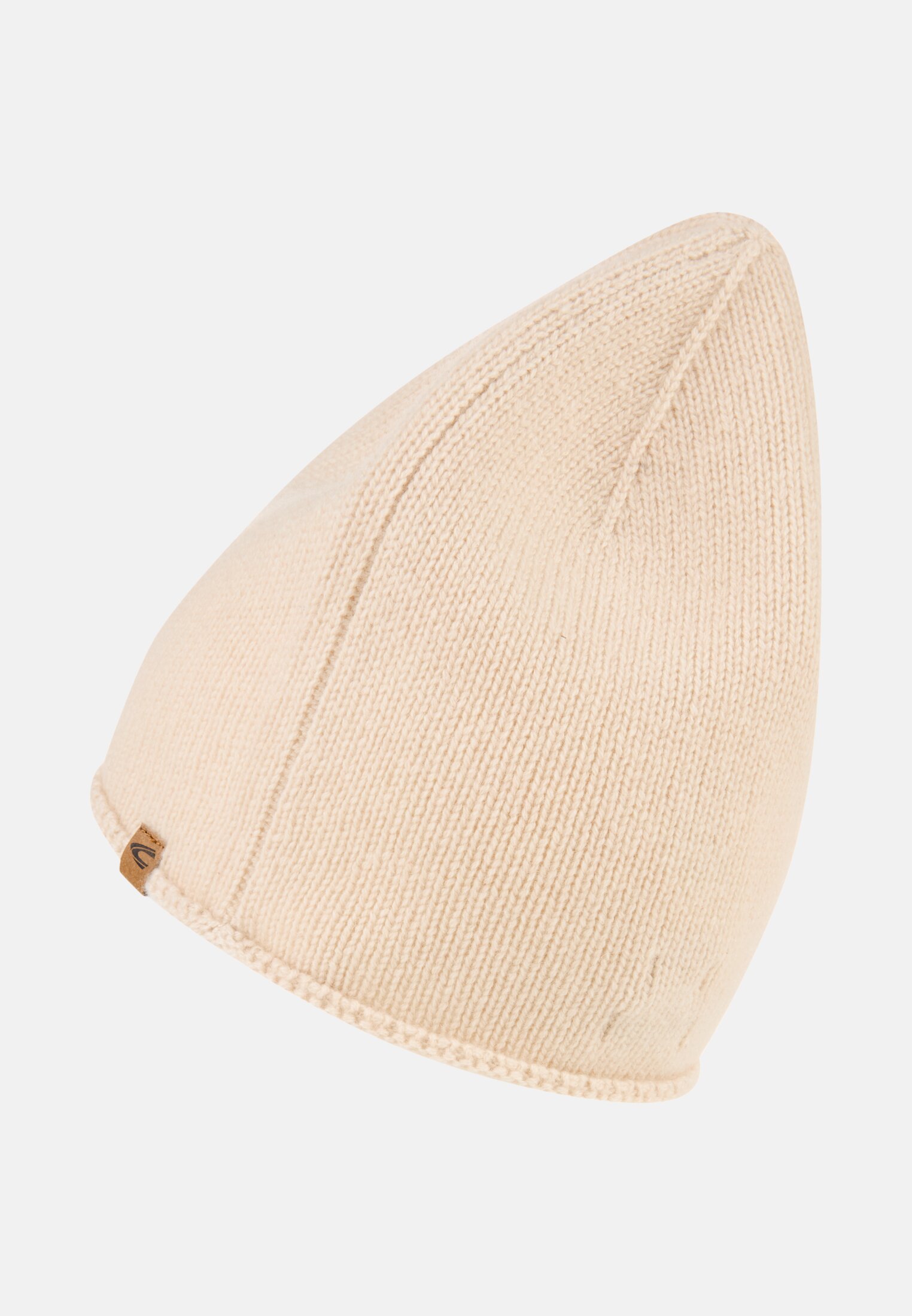 Damen Beanie aus reinem Kaschmir Beige frontal hinten