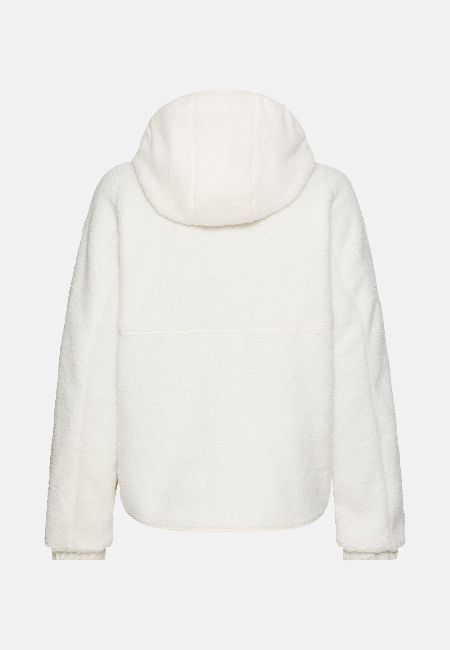 Damen Polar-Fleecejacke mit fester Kapuze Milchweiß frontal hinten