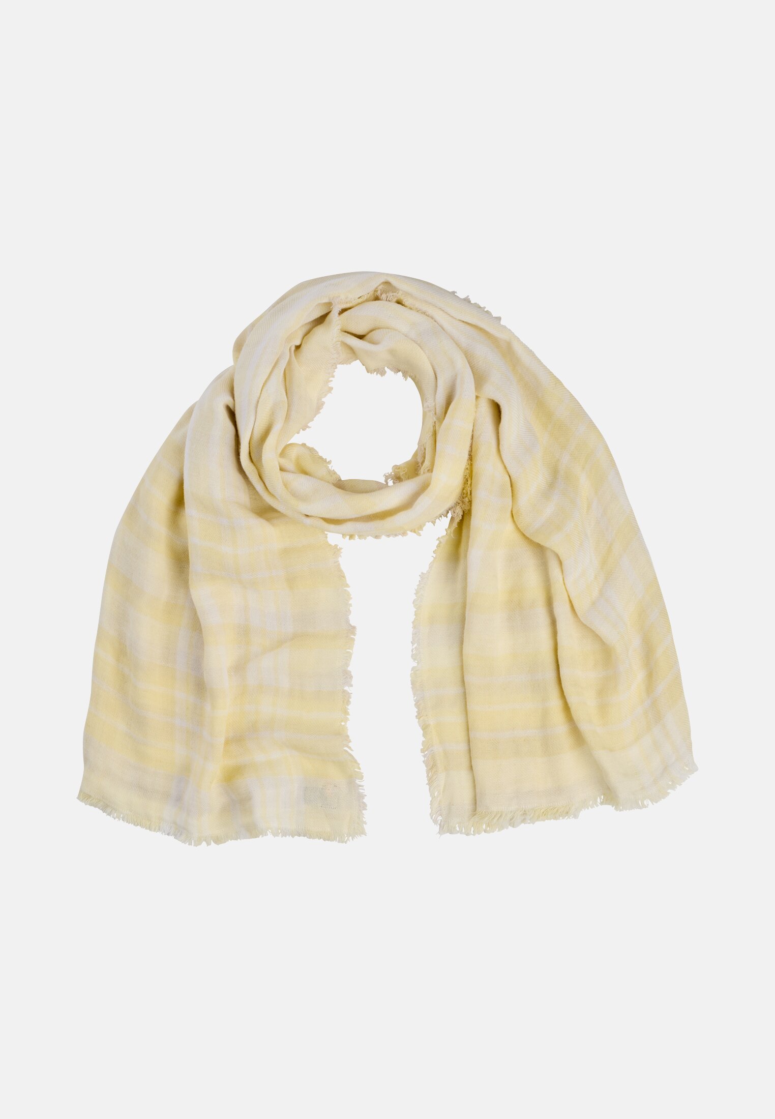 Vrouwen Sjaal van katoenmix Citroengeel frontaal voor