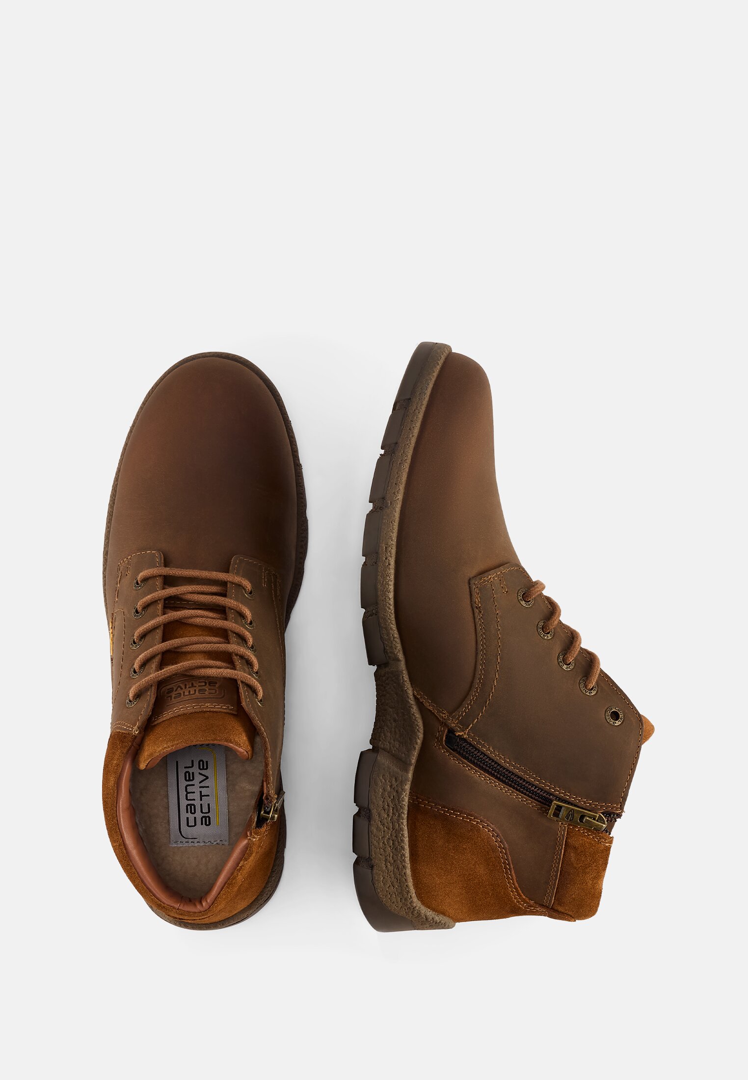 Herren Gefütterte Boots mit gepolstertem Schaft Braun frontal oben