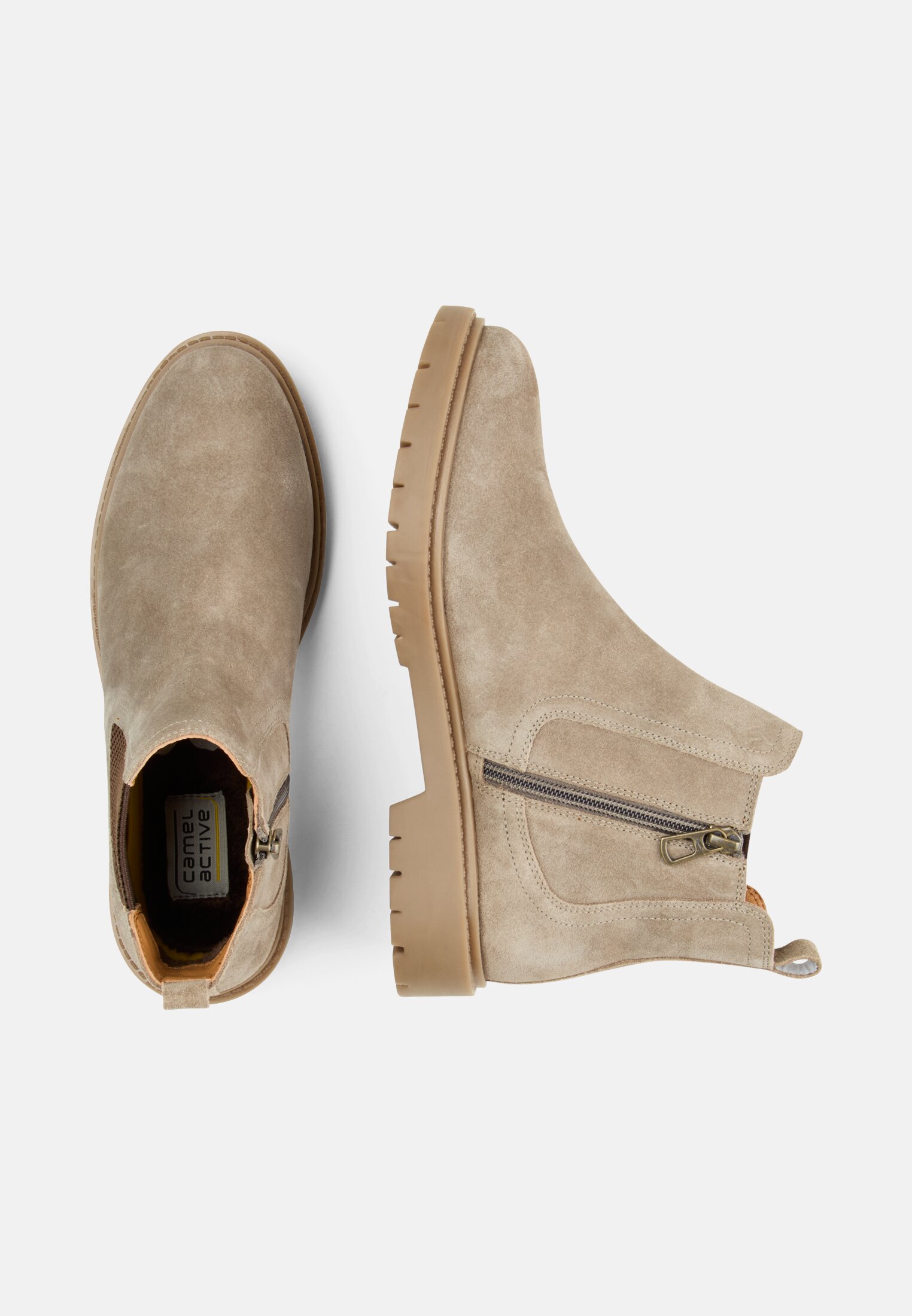 Damen Chelsea Boot aus echtem Leder Beige frontal oben