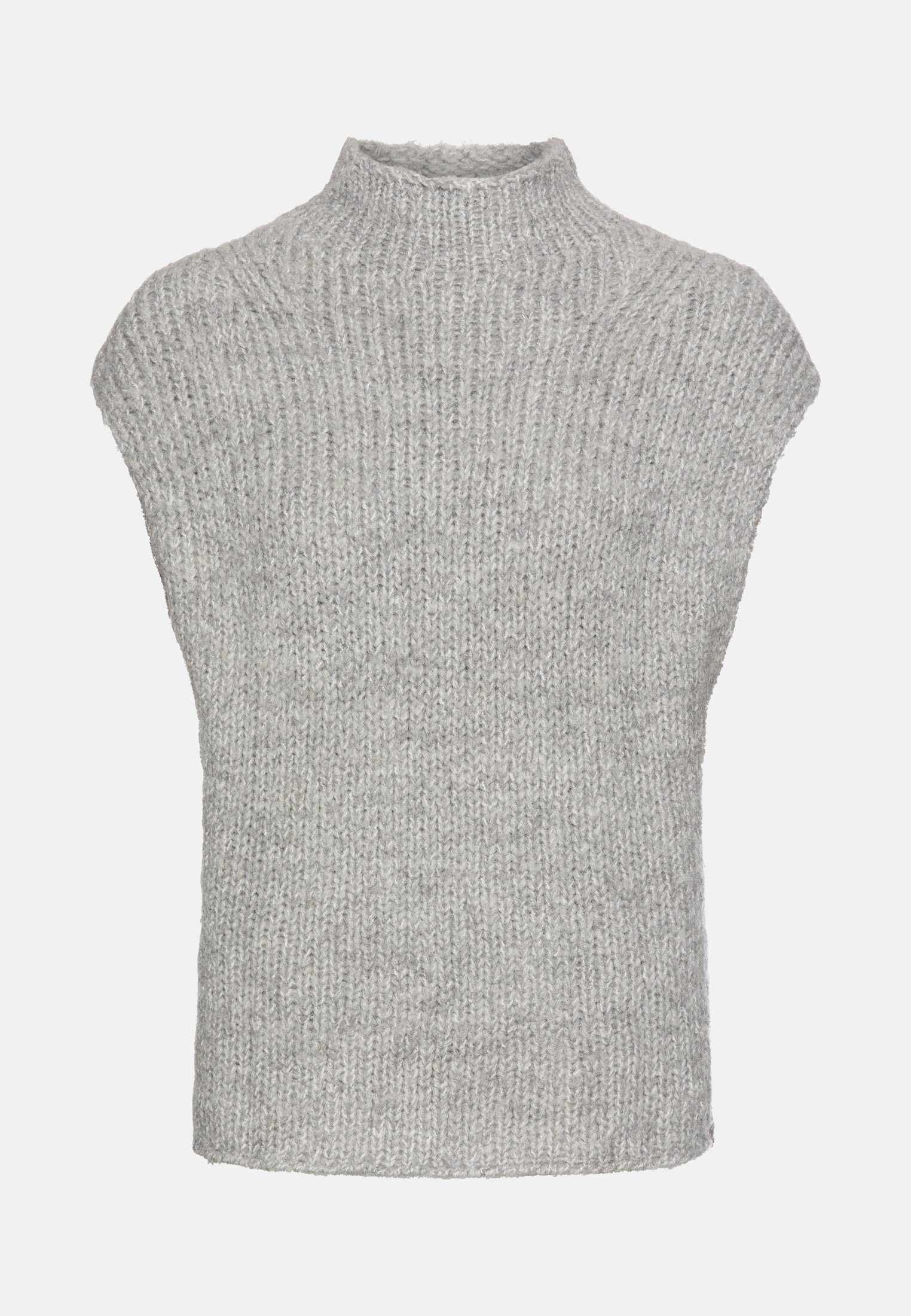 Vrouwen Gebreide pullover zonder mouwen met zijopeningen Grijs frontaal voor