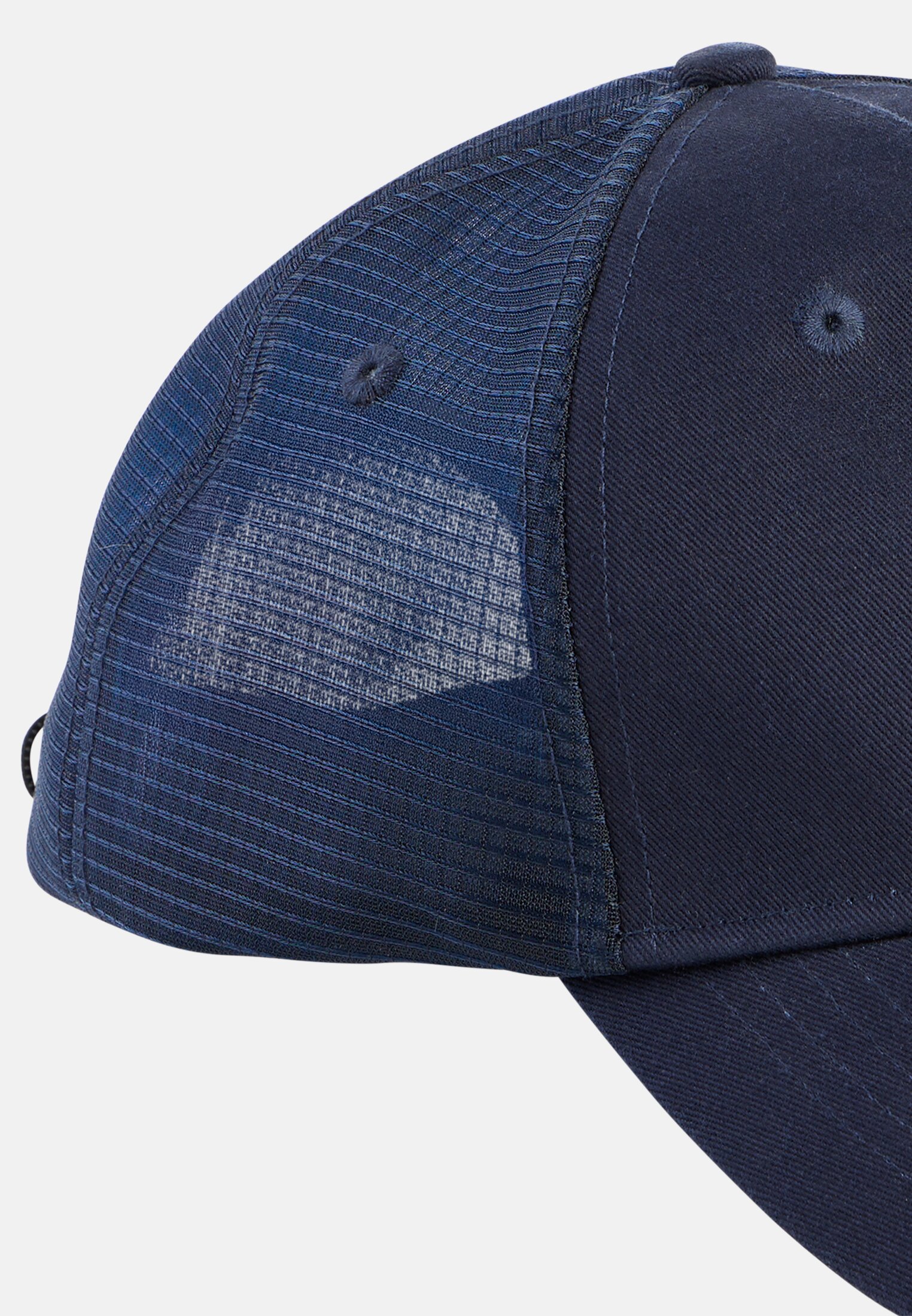 Herren Cap aus reiner Baumwolle Dunkelblau vorne nah
