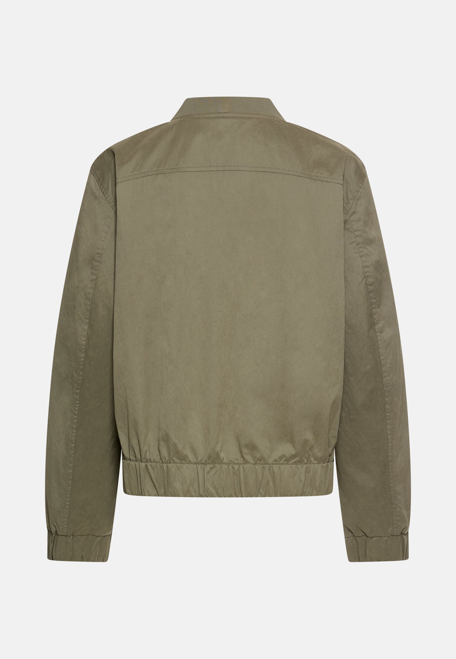 Damen Indoor Jacke mit Bomberkragen Graugrün frontal hinten