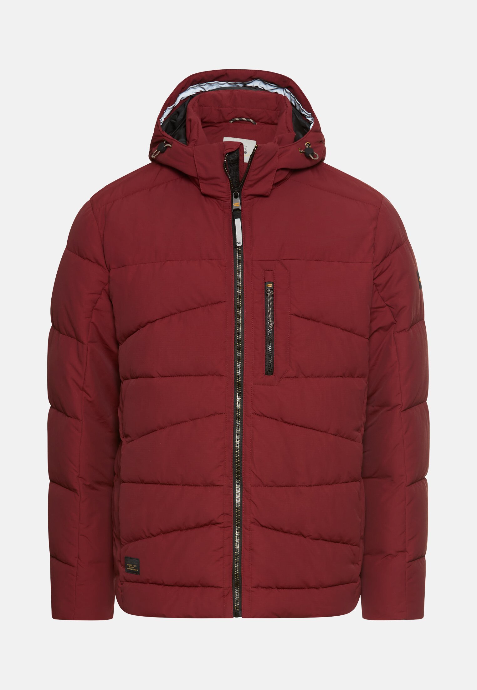 Herren Winterjacke mit abnehmbarer Kapuze Bernsteinrot frontal vorn