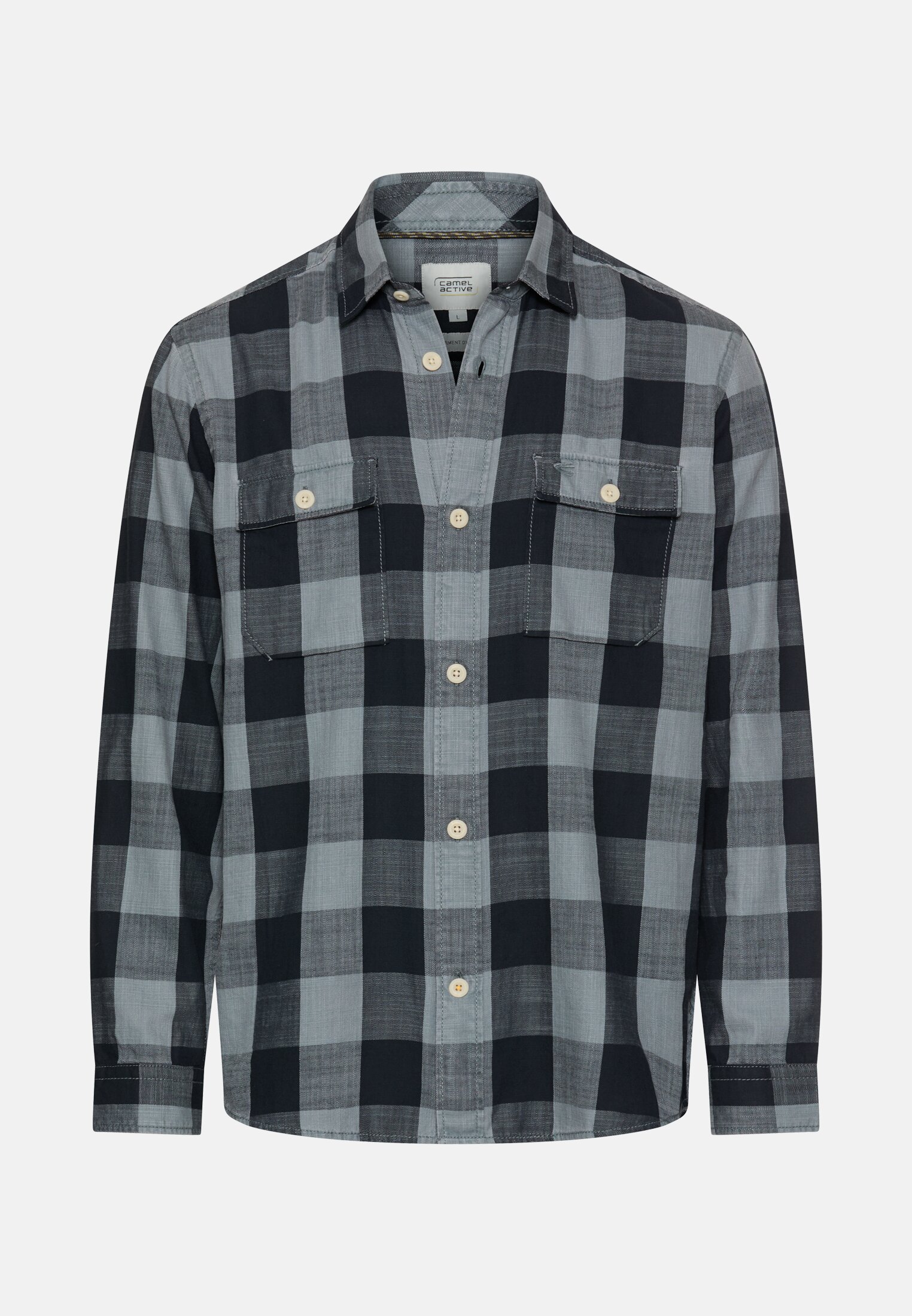 Heren Geruit overhemd van puur katoen Stormblauw frontaal voor