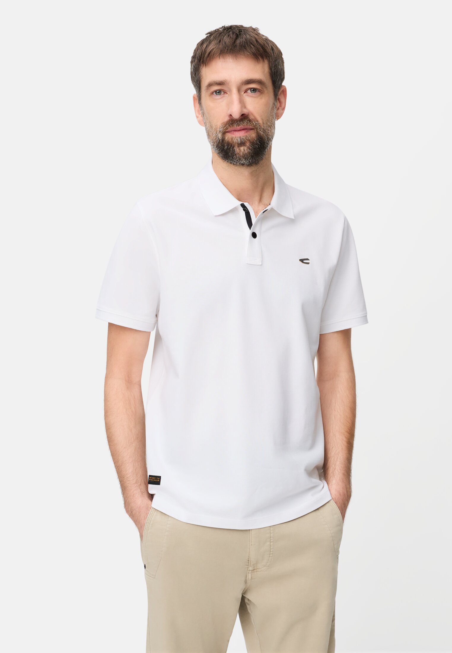 Heren Poloshirt met contrastdetails Wit gedragen voor
