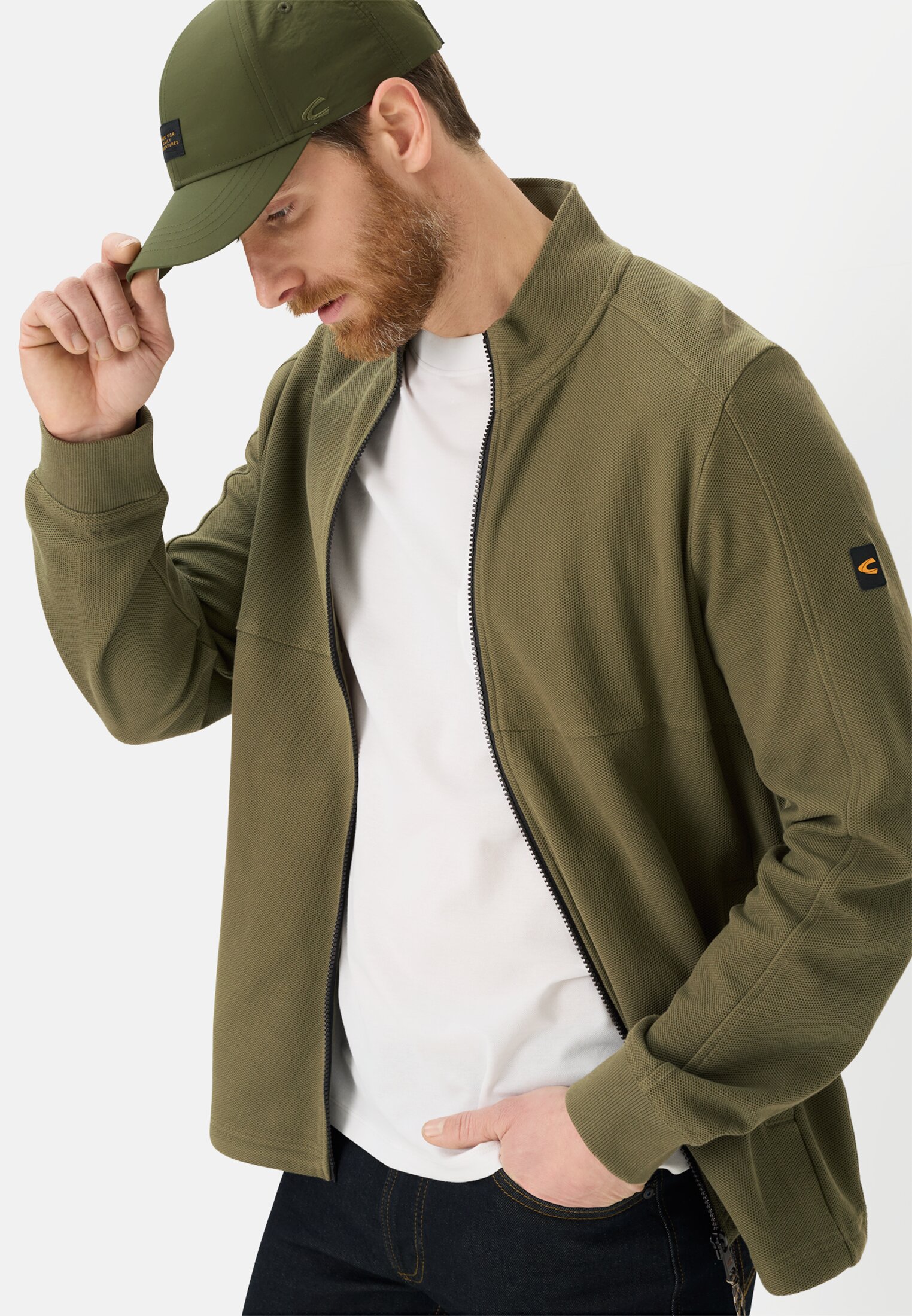 Heren Sweatvest met verstelbare trekkoord Olijfgroen gedragen emotional