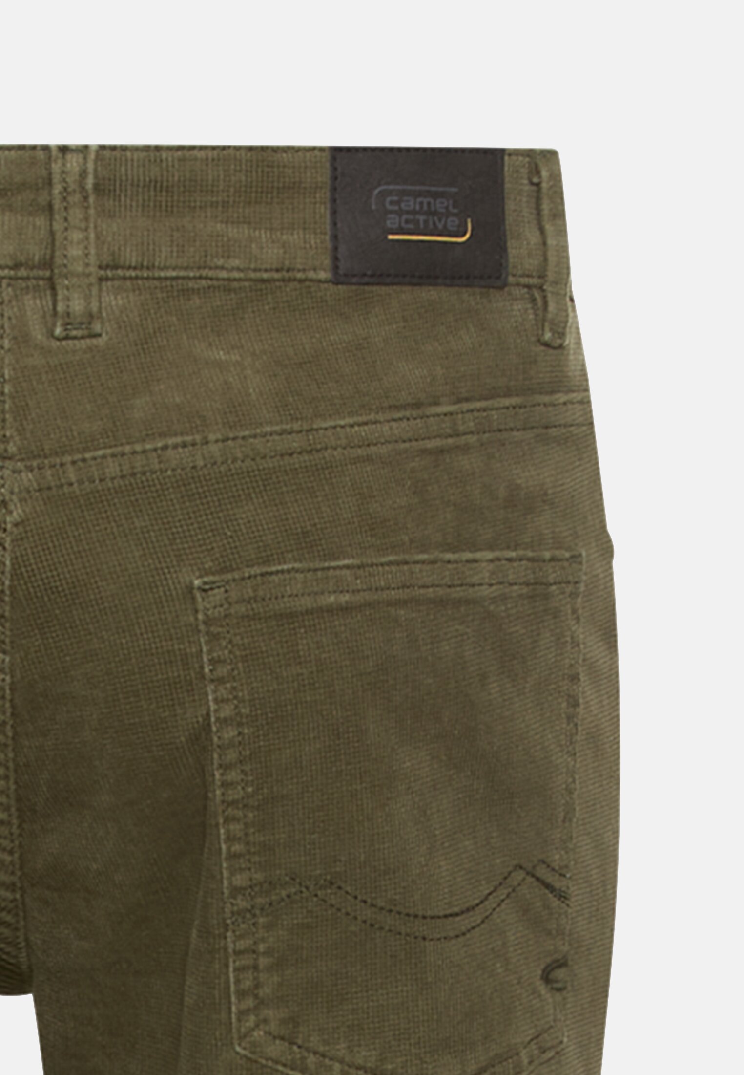 Herren 5-Pkt Regular Fit Hose aus Baumwollmix Waldgrün hinten nah