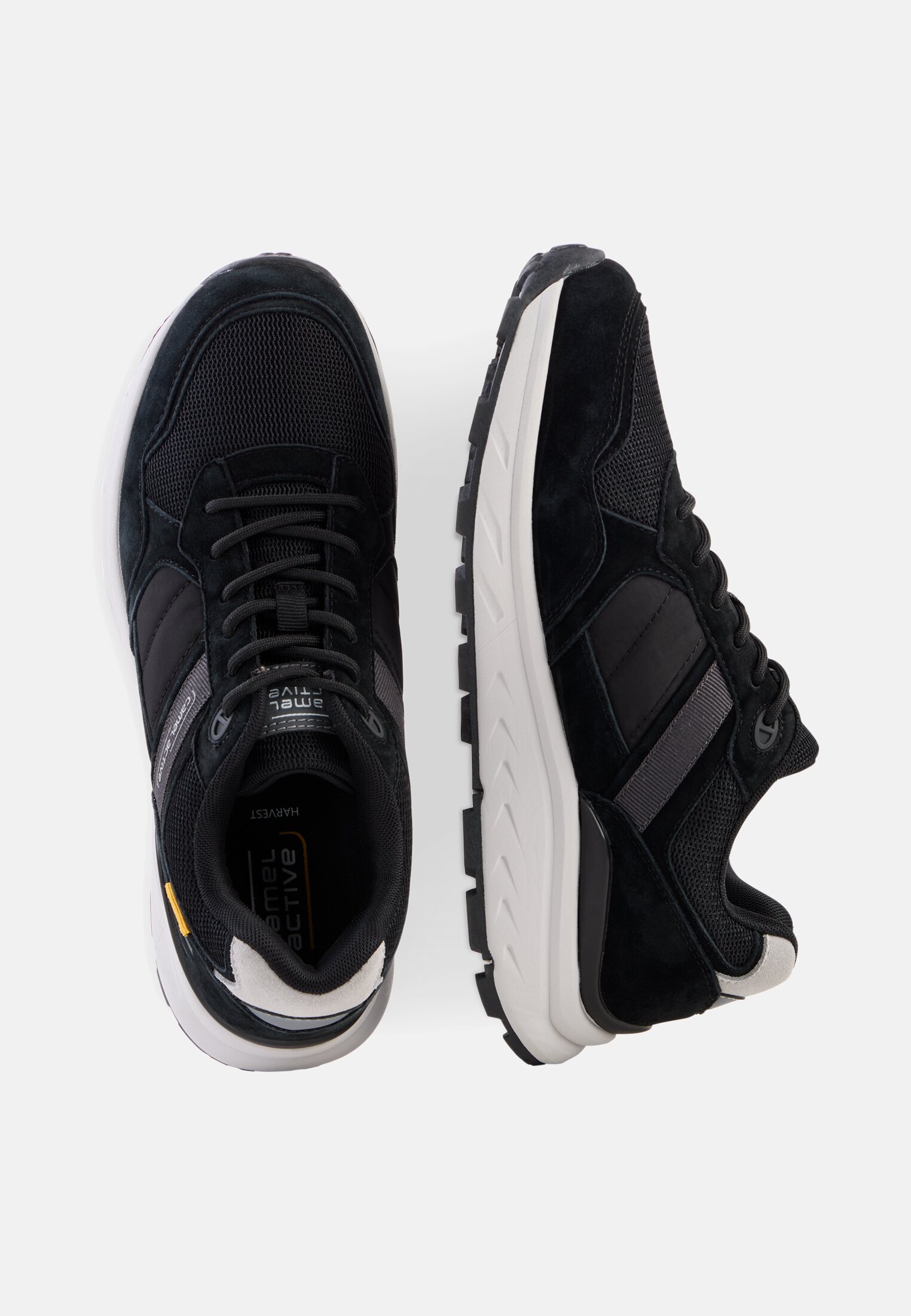 Men Sneakers made from nubuck and textile mix with comfort sole Black frontal top