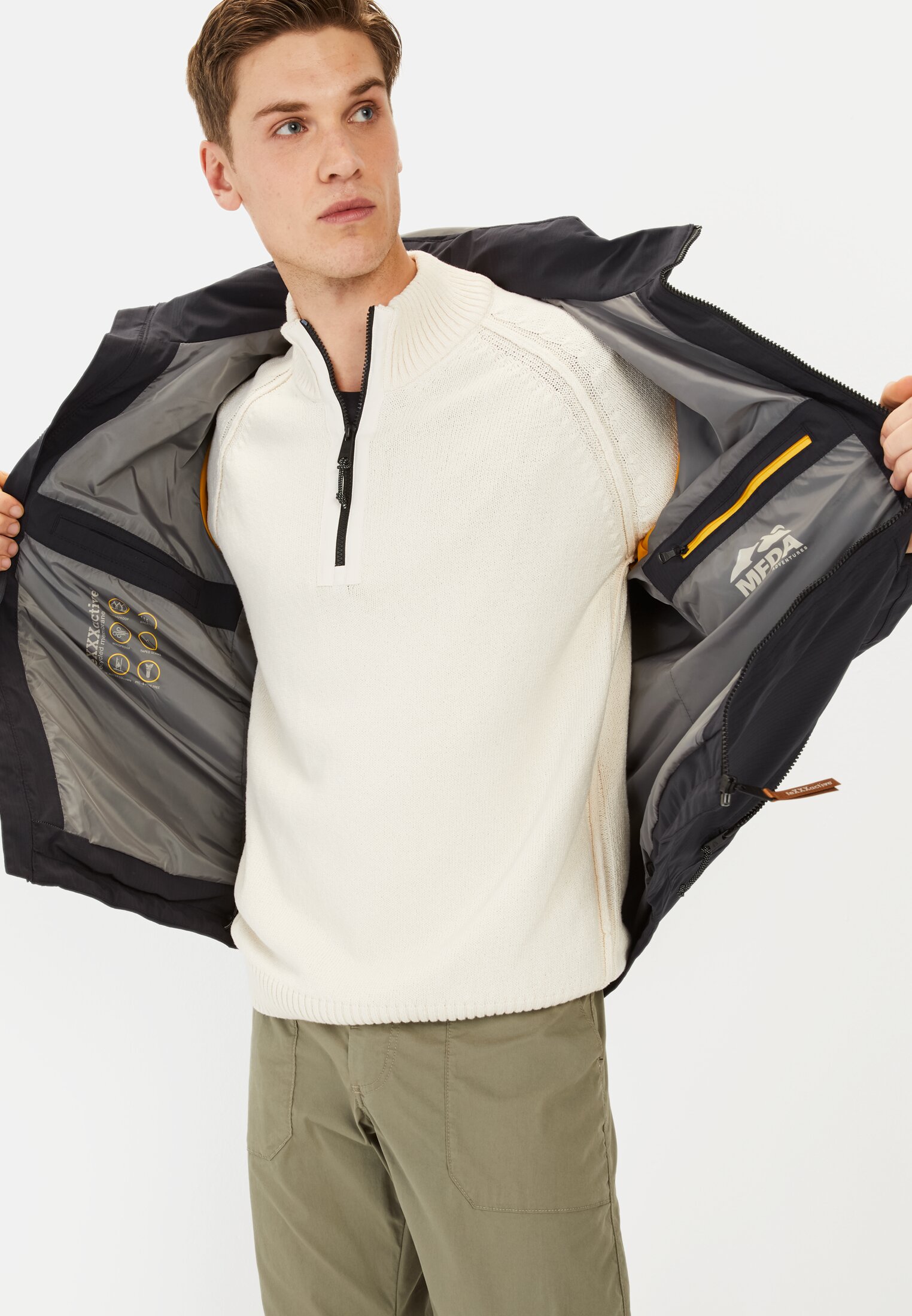 Men Windbreaker with removable hood Dark Blue