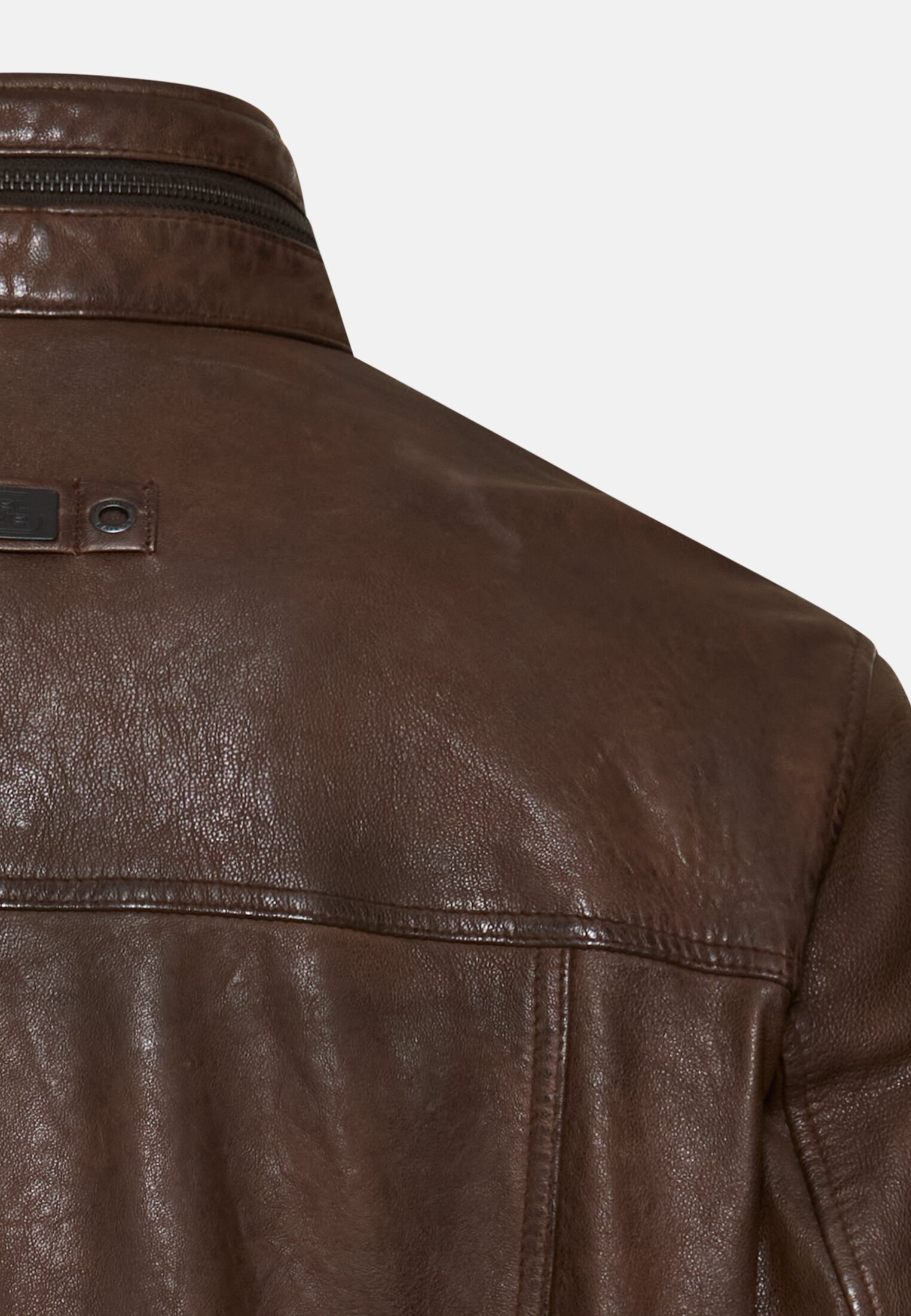 Men Leather jacket with inner pockets Brown close back
