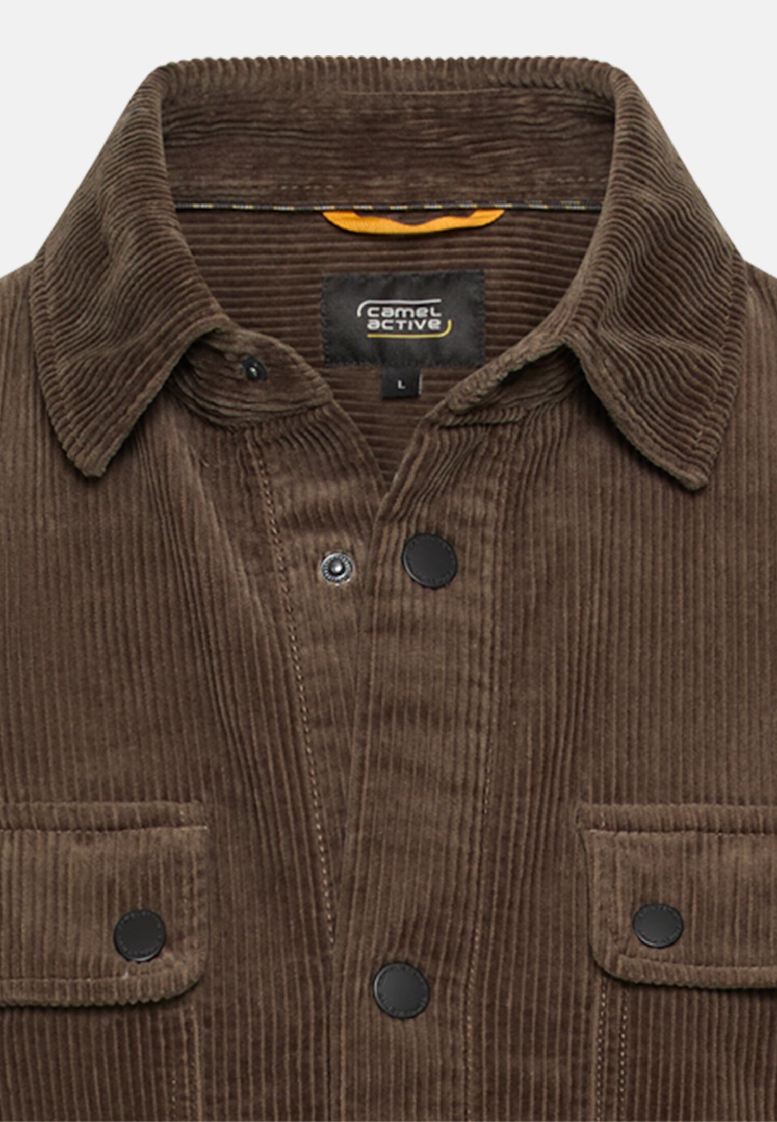 Men Cord overshirt made of 100% cotton Olive brown front close
