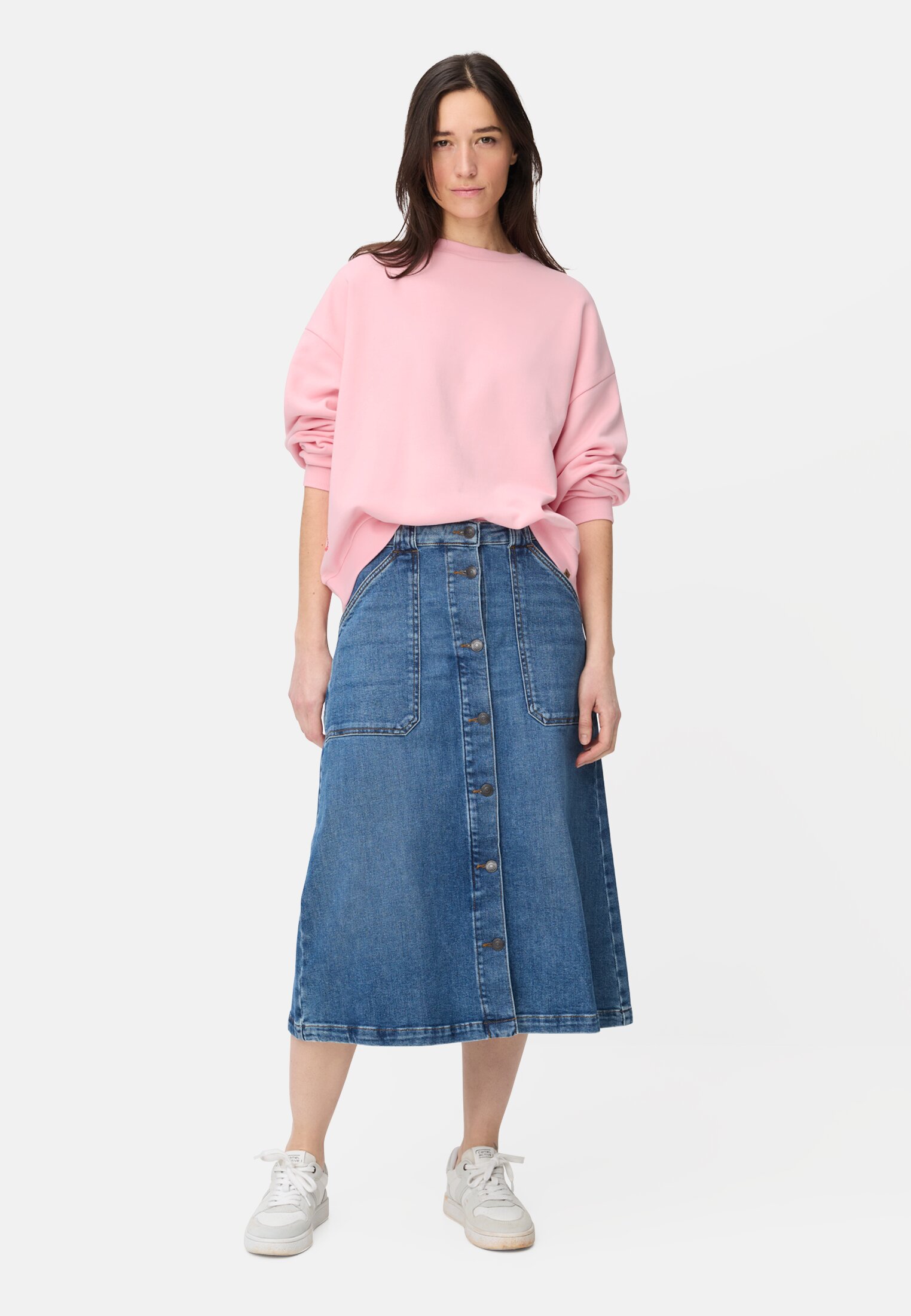 Vrouwen Sweatshirt met print op de achterkant Roze gedragen voor lichaam compleet