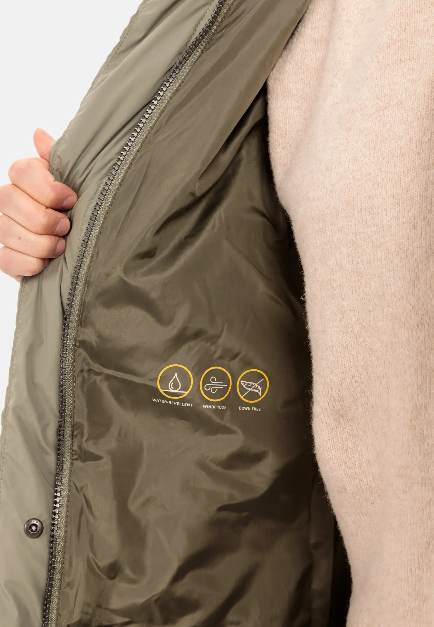 Langer Puffermantel für Damen in Grün | 34 | camel active