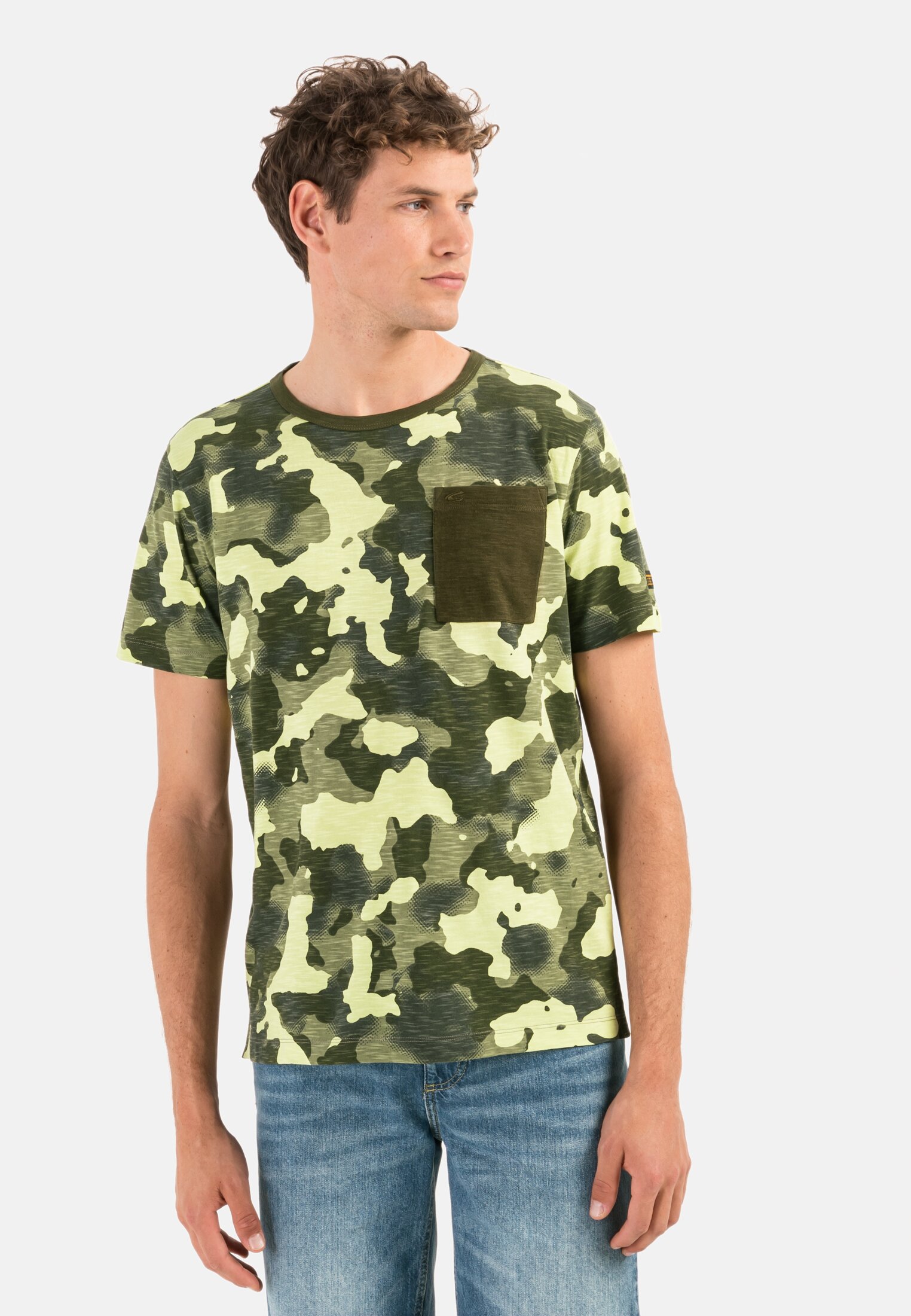 Camel Active Herren T-Shirt Mit Feinem Streifenmuster – Baumwolle, Regular Fit, Mit Logo-Stickerei