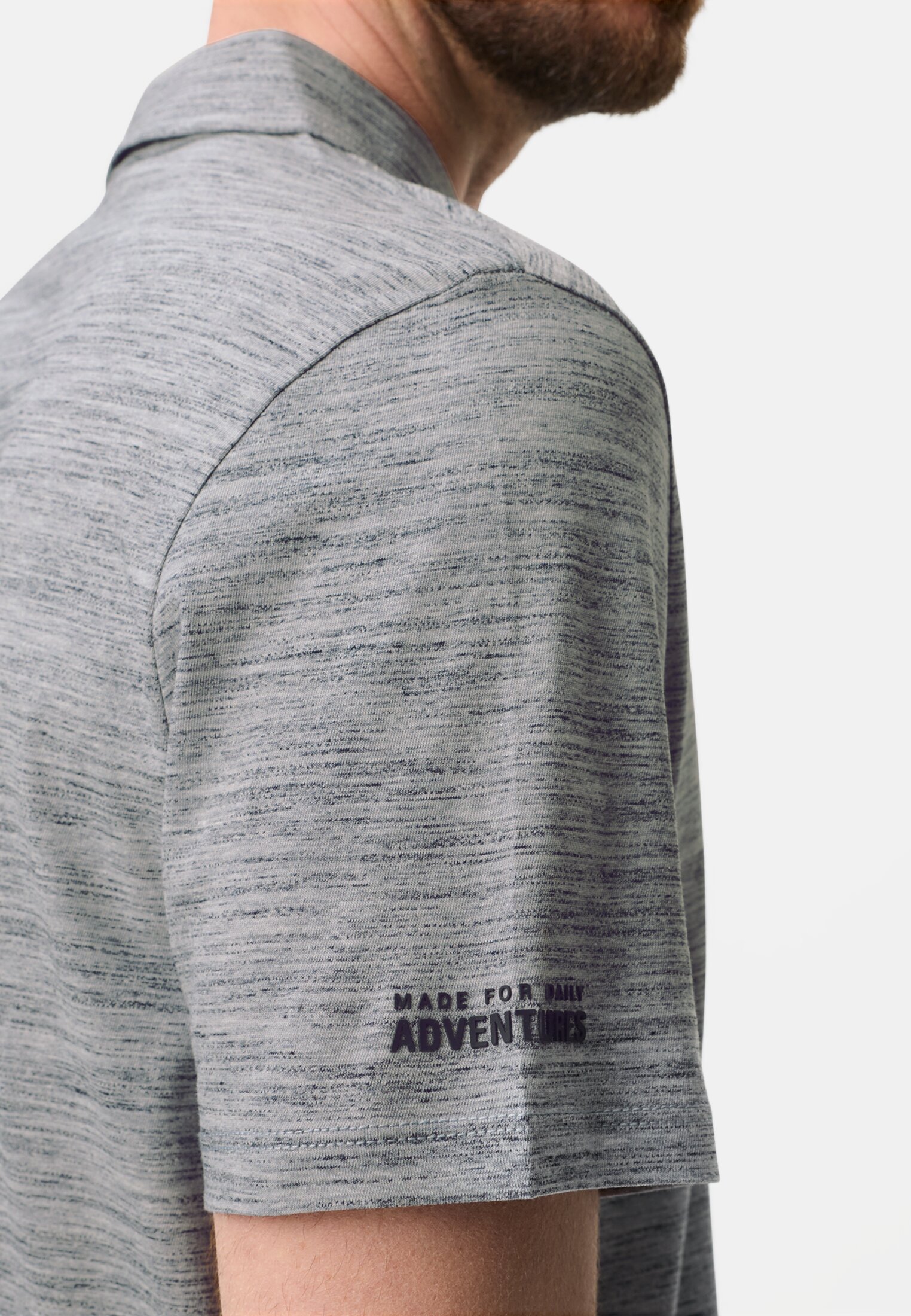 Men Polo shirt with Quick Dry function Dark Blue worn detail close