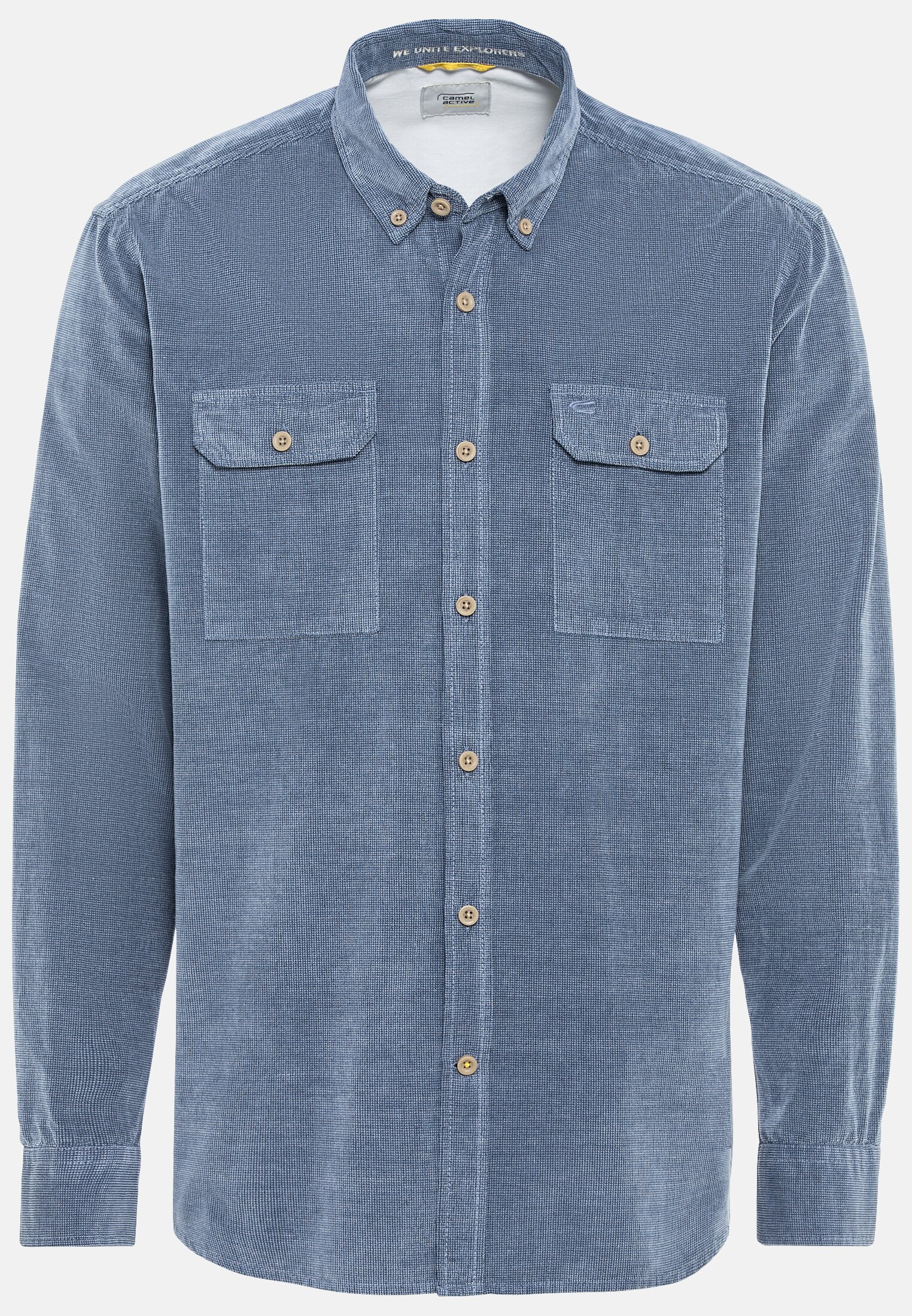 Men Long sleeve shirt in broken corduroy Blue frontal front