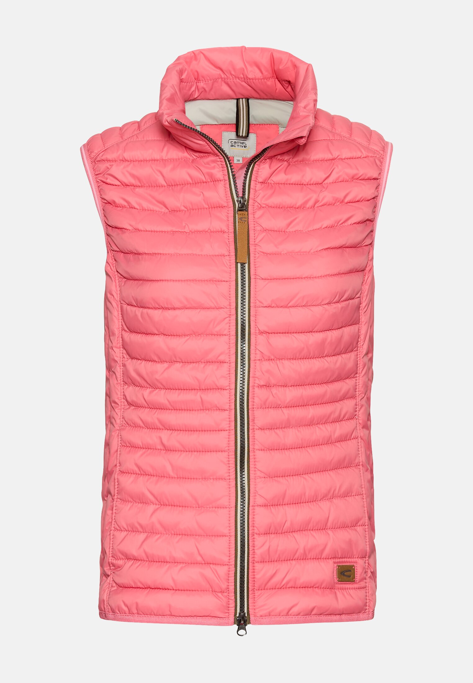 Women Quilted vest with reflective details Pink frontal front