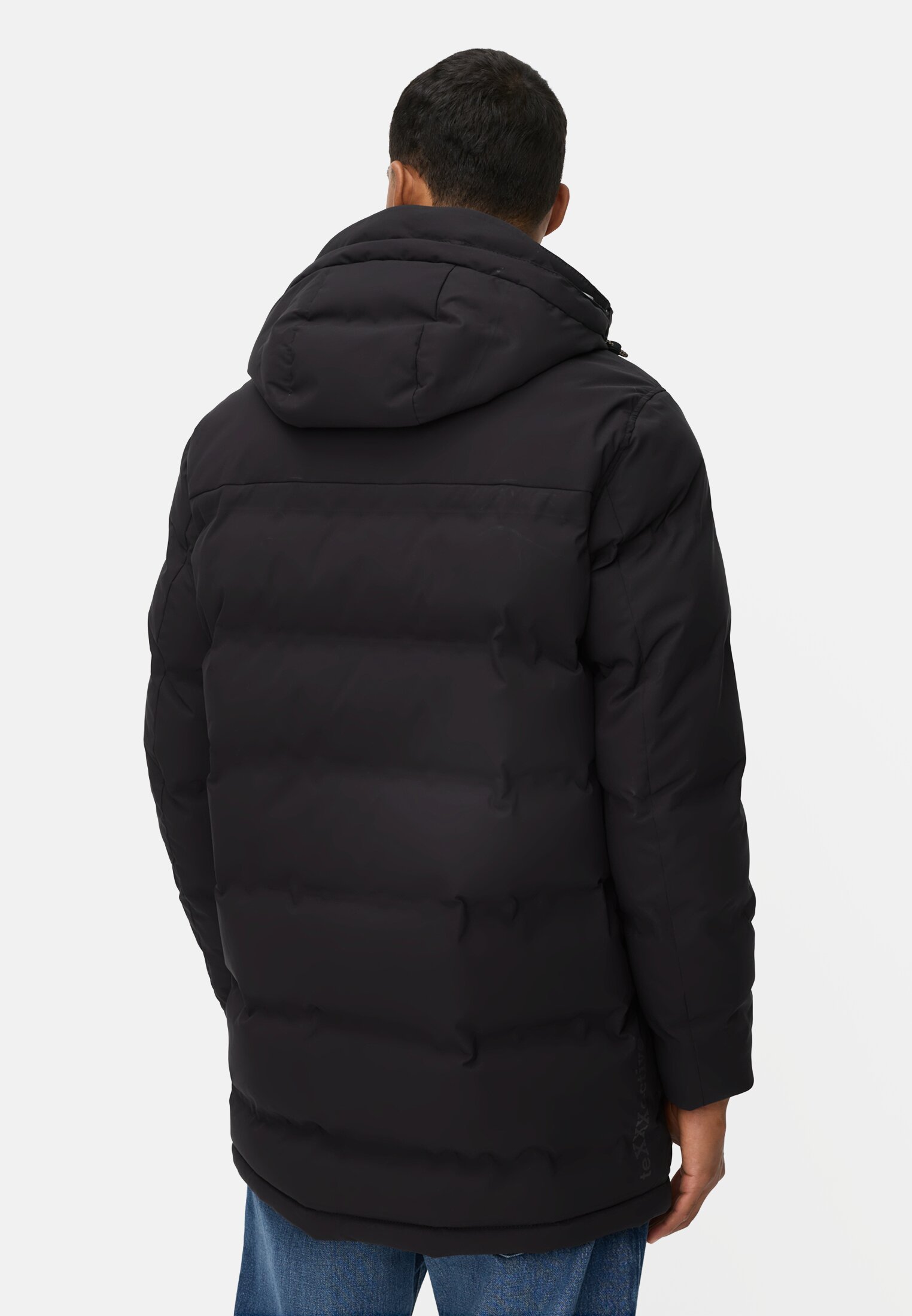 Herren teXXXactive® Jacke mit abnehmbarer Kapuze Schwarz getragen hinten