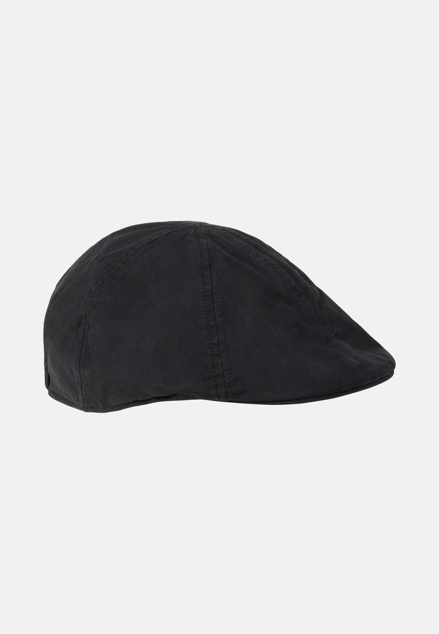 Herren Baumwoll-Flat Cap mit flexibler Passform Schwarz frontal vorn