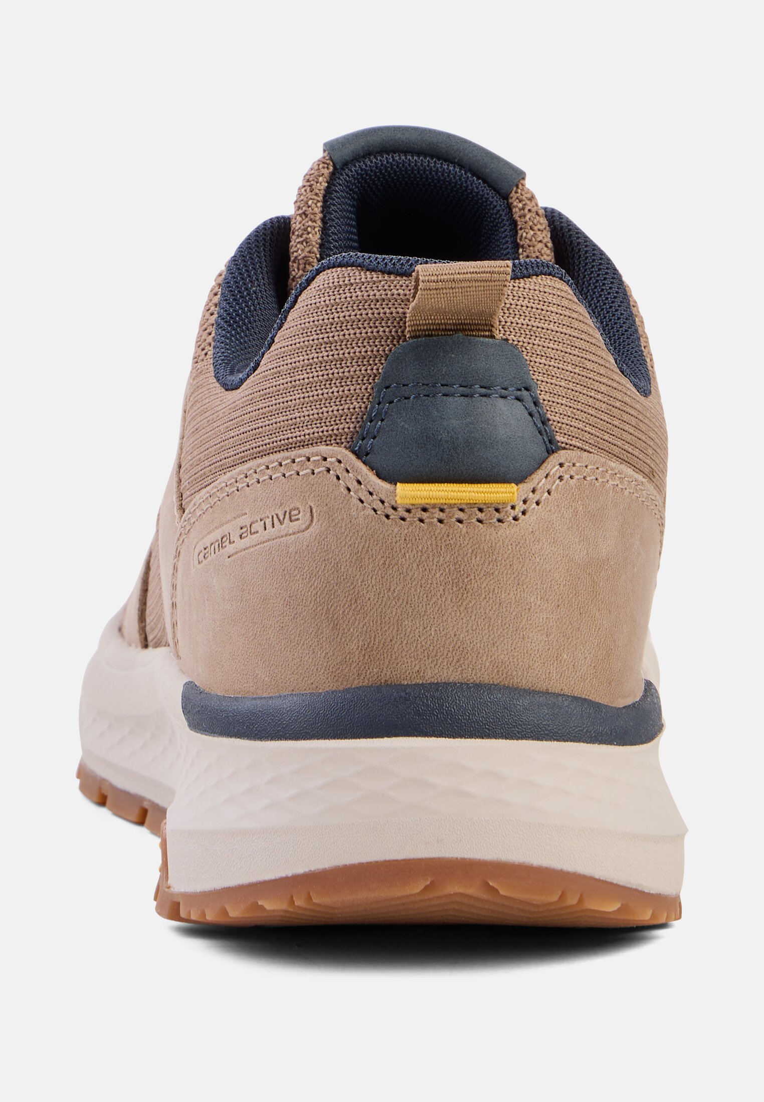 Herren Sneaker aus Leder-Textil Mix Sand vorne nah