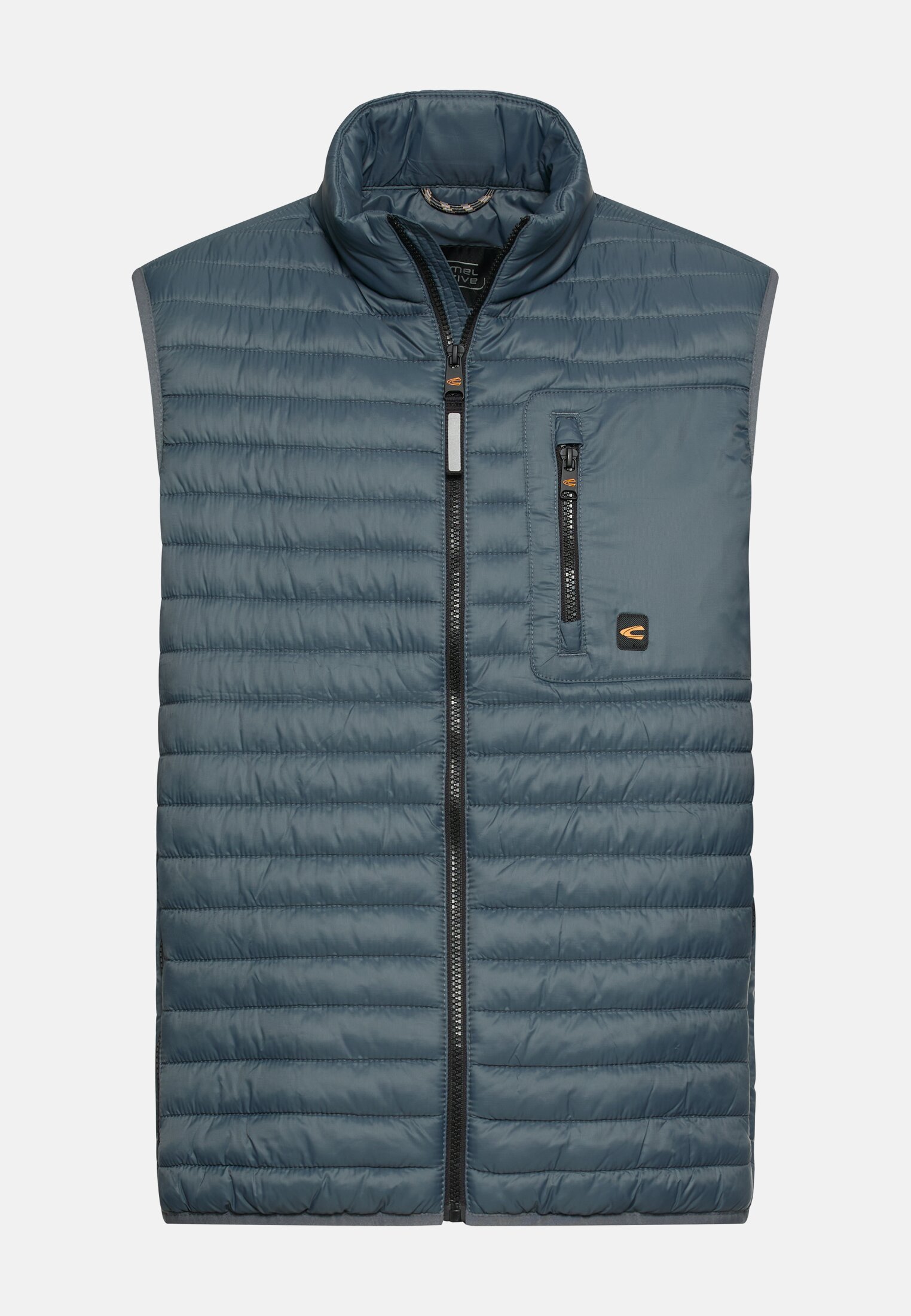 Men Water-repellent quilted waistcoat with two inside pockets Tinted Blue frontal front