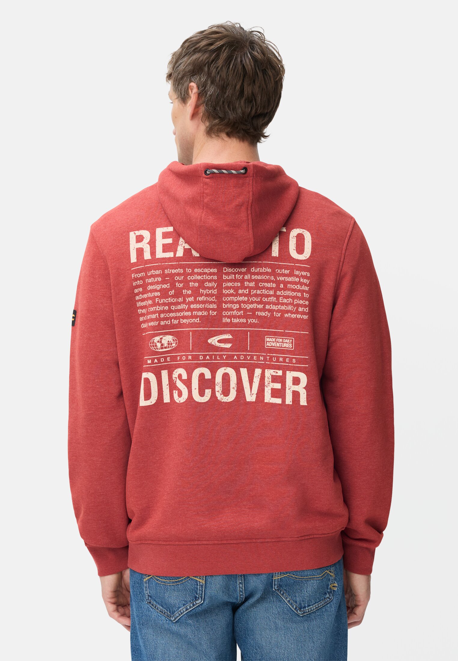 Heren Hoodie met rugprint Terrarot gedragen achter