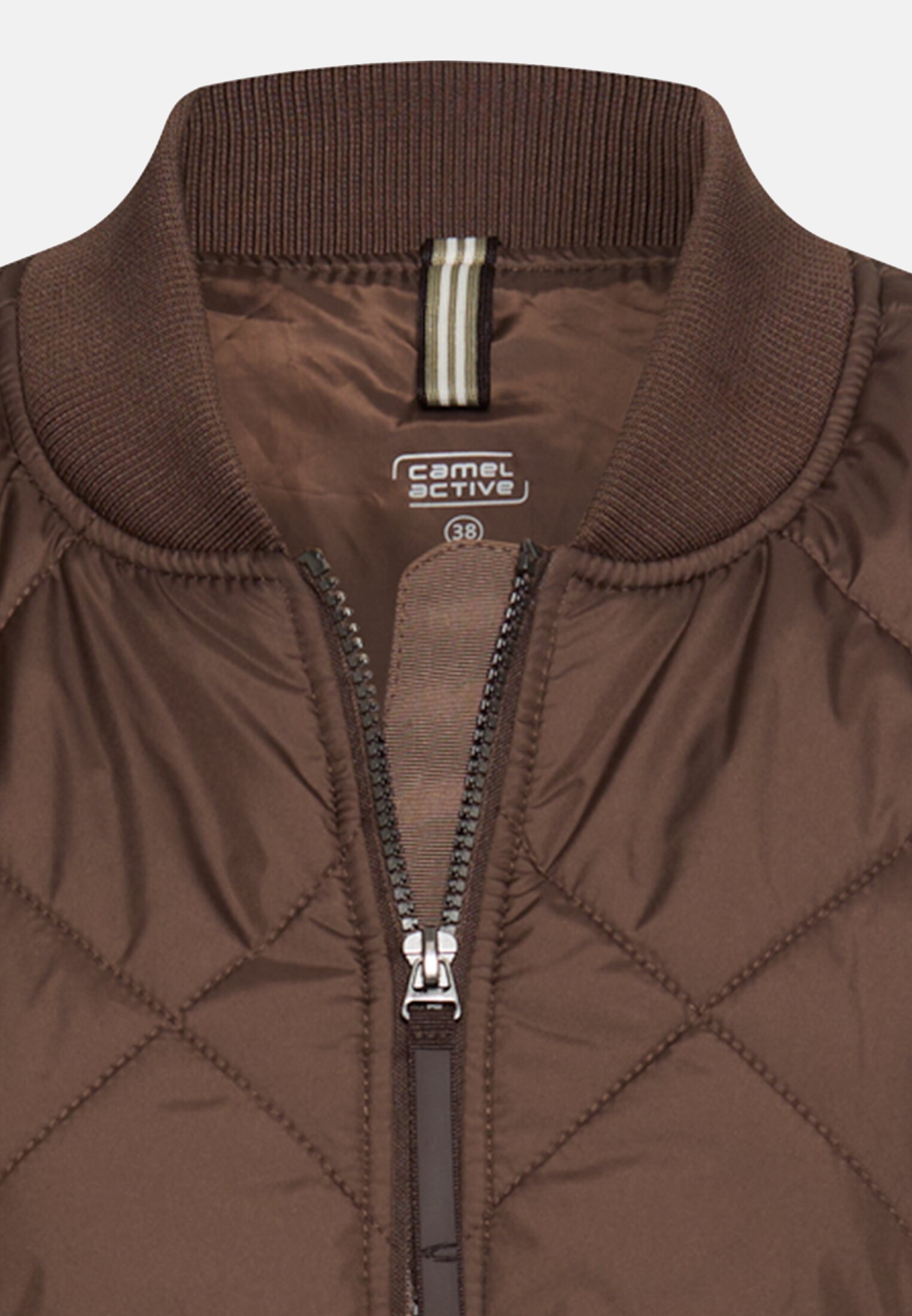 Women Oversized bomber jacket with printed lining Brown front close