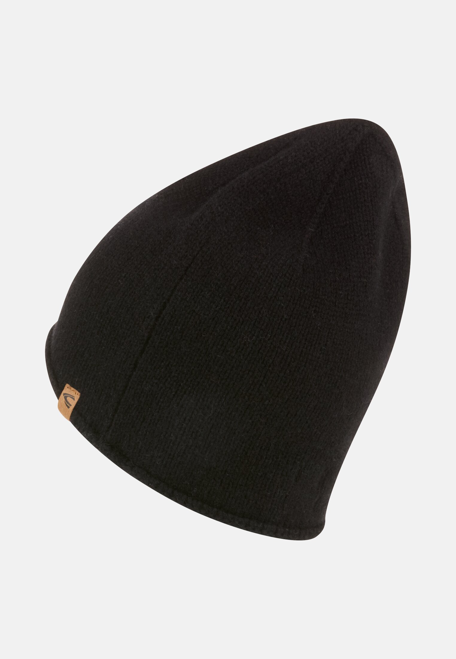 Damen Beanie aus reinem Kaschmir Schwarz frontal hinten